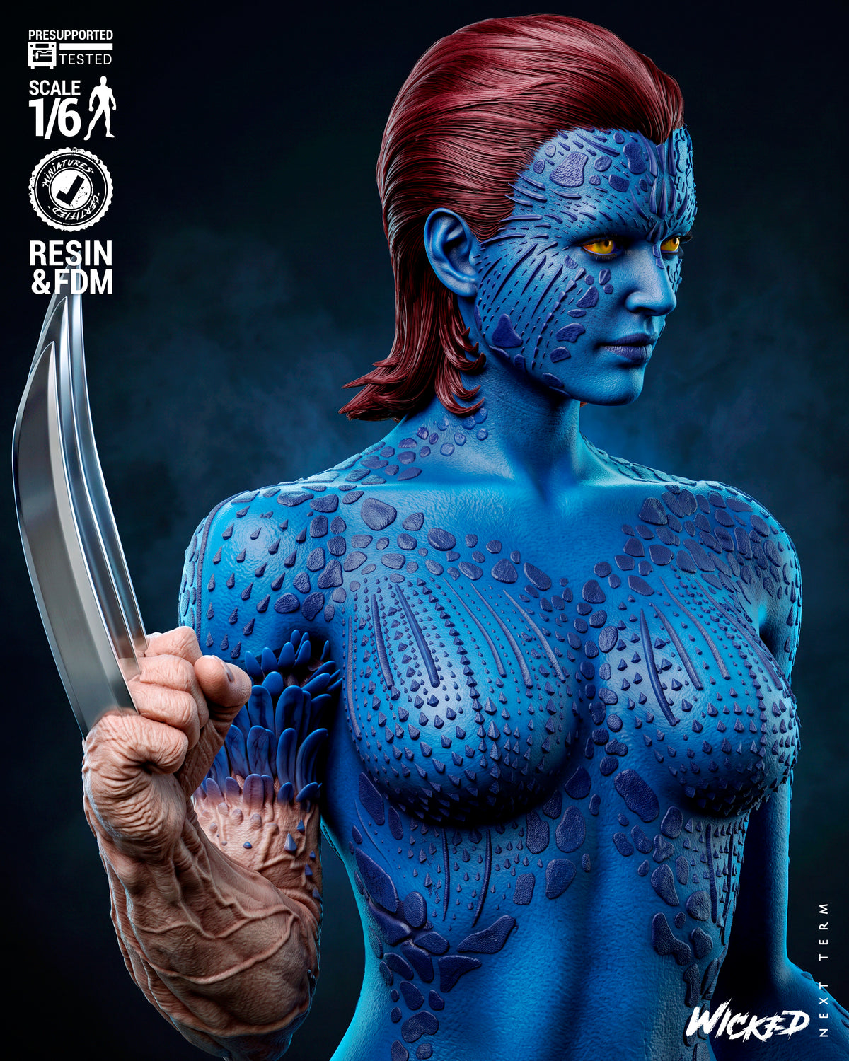 Mystique Sculpture (75mm to 500mm) - Unassembled/Unpainted/3D Print