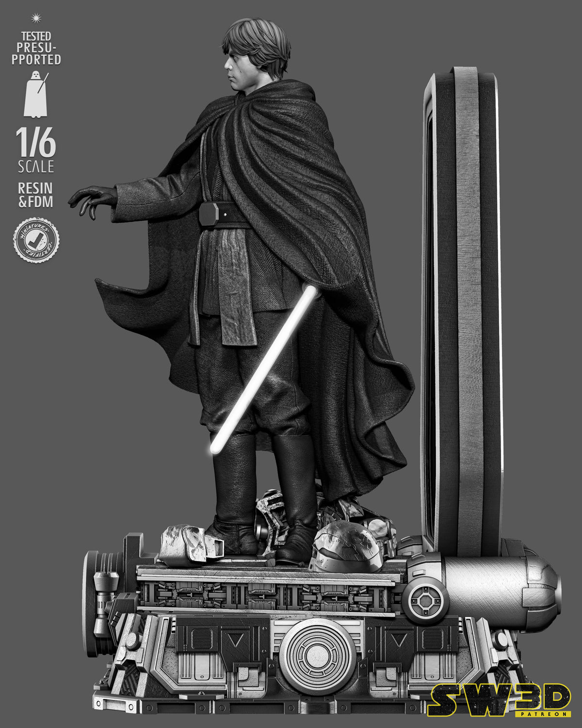 Luke Skywalker Sculpture (75mm to 500mm) - Unassembled/Unpainted/3D Print