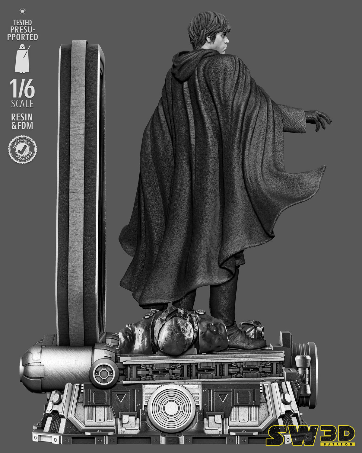 Luke Skywalker Sculpture (75mm to 500mm) - Unassembled/Unpainted/3D Print
