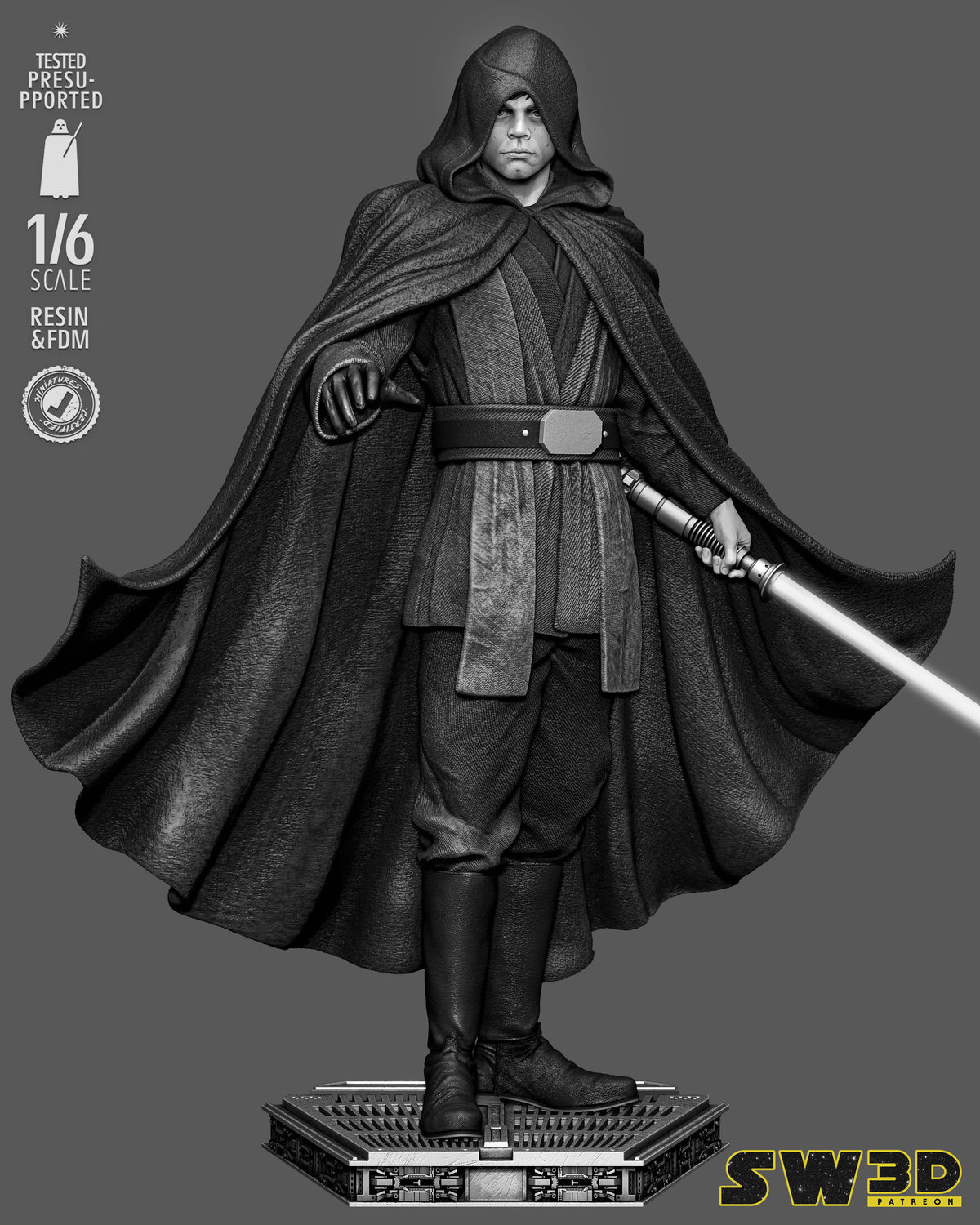 Luke Skywalker Sculpture (75mm to 500mm) - Unassembled/Unpainted/3D Print