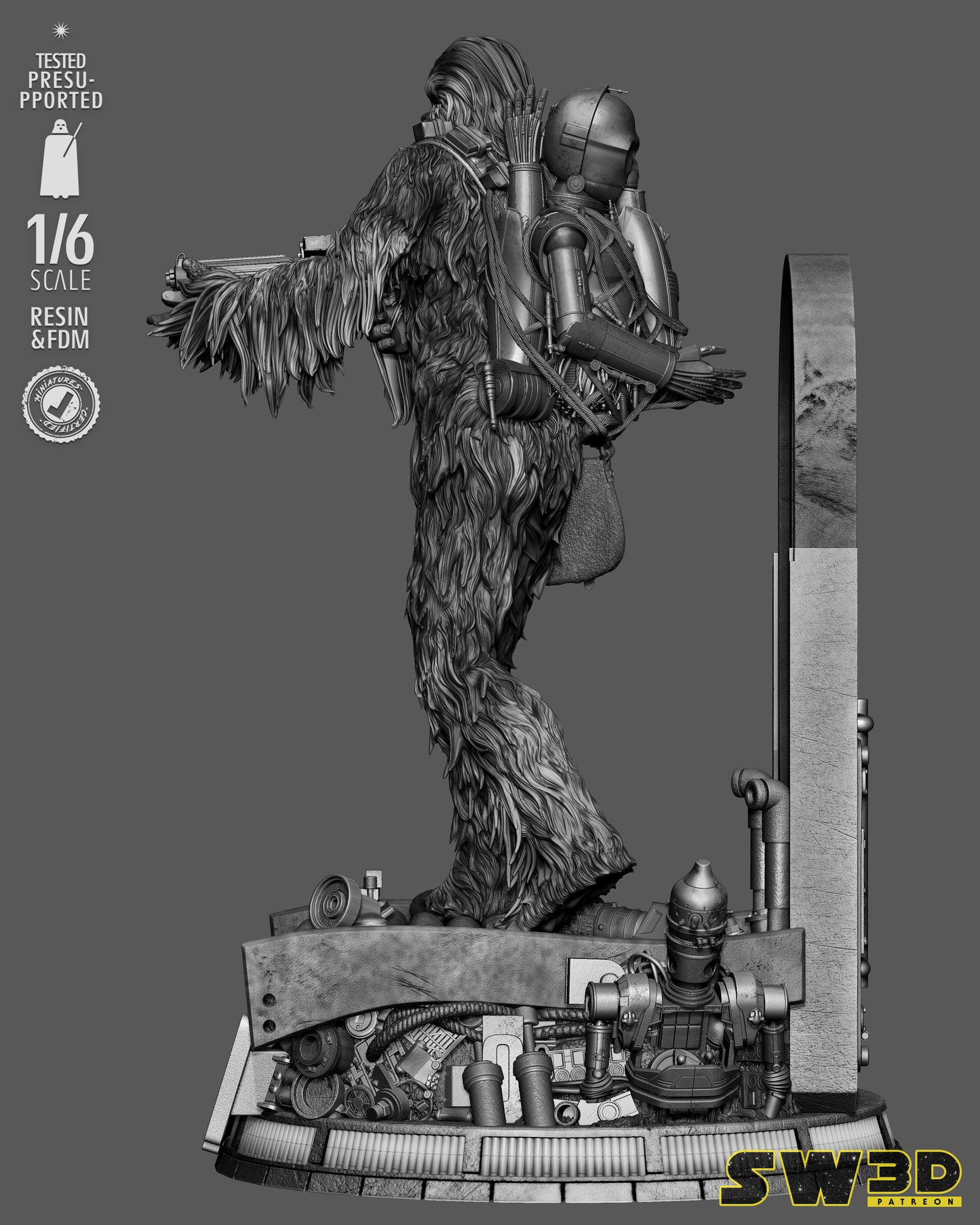 Chewbacca Sculpture (75mm to 500mm) - Unassembled/Unpainted/3D Print
