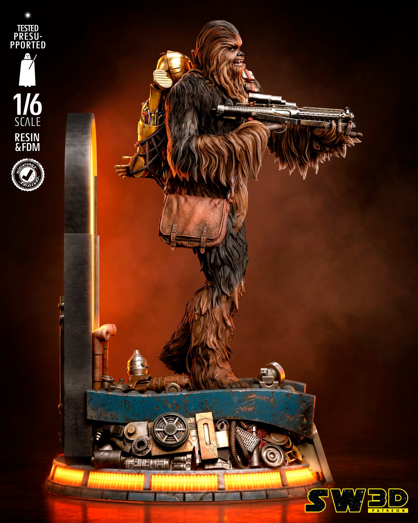 Chewbacca Sculpture (75mm to 500mm) - Unassembled/Unpainted/3D Print