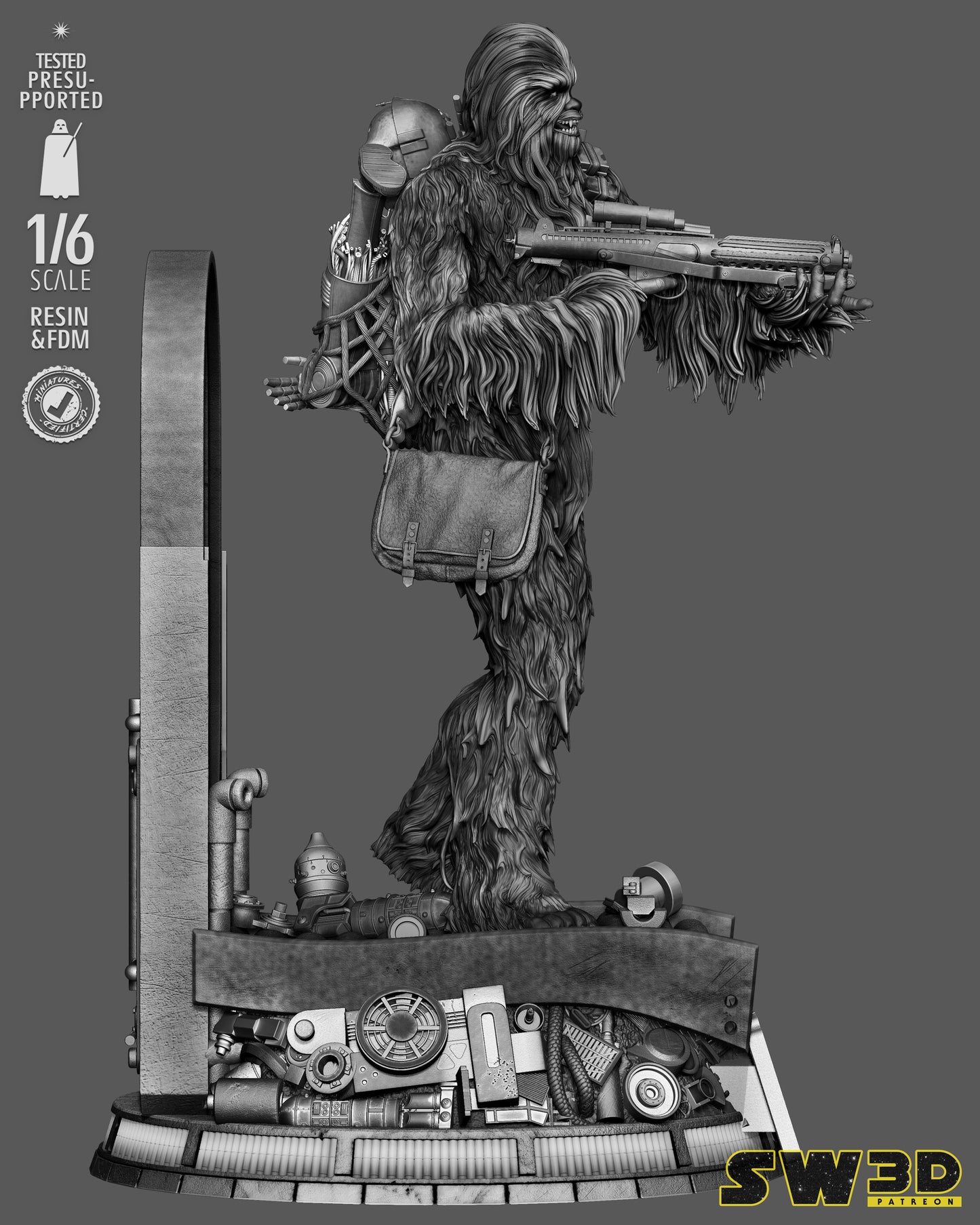 Chewbacca Sculpture (75mm to 500mm) - Unassembled/Unpainted/3D Print