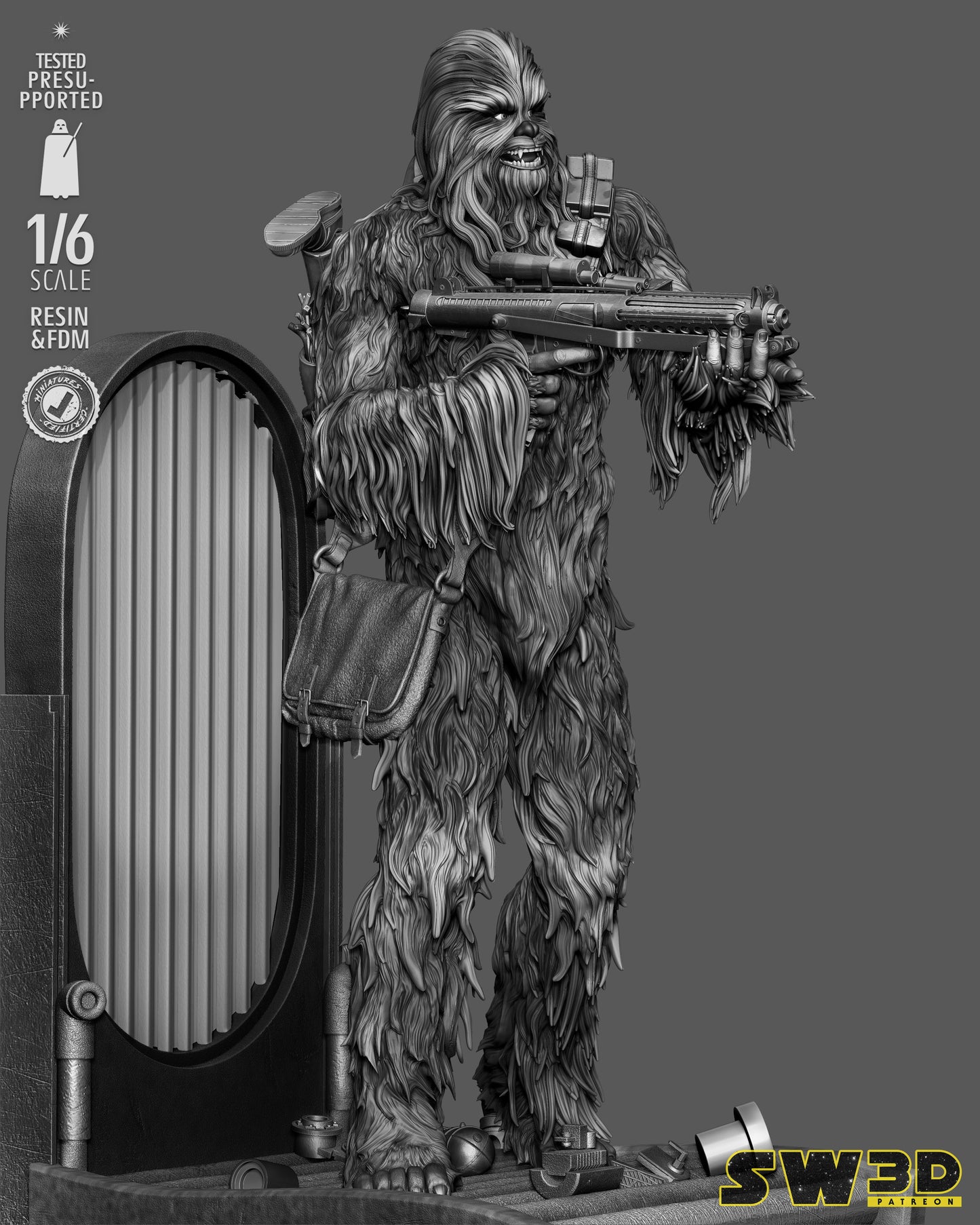Chewbacca Sculpture (75mm to 500mm) - Unassembled/Unpainted/3D Print