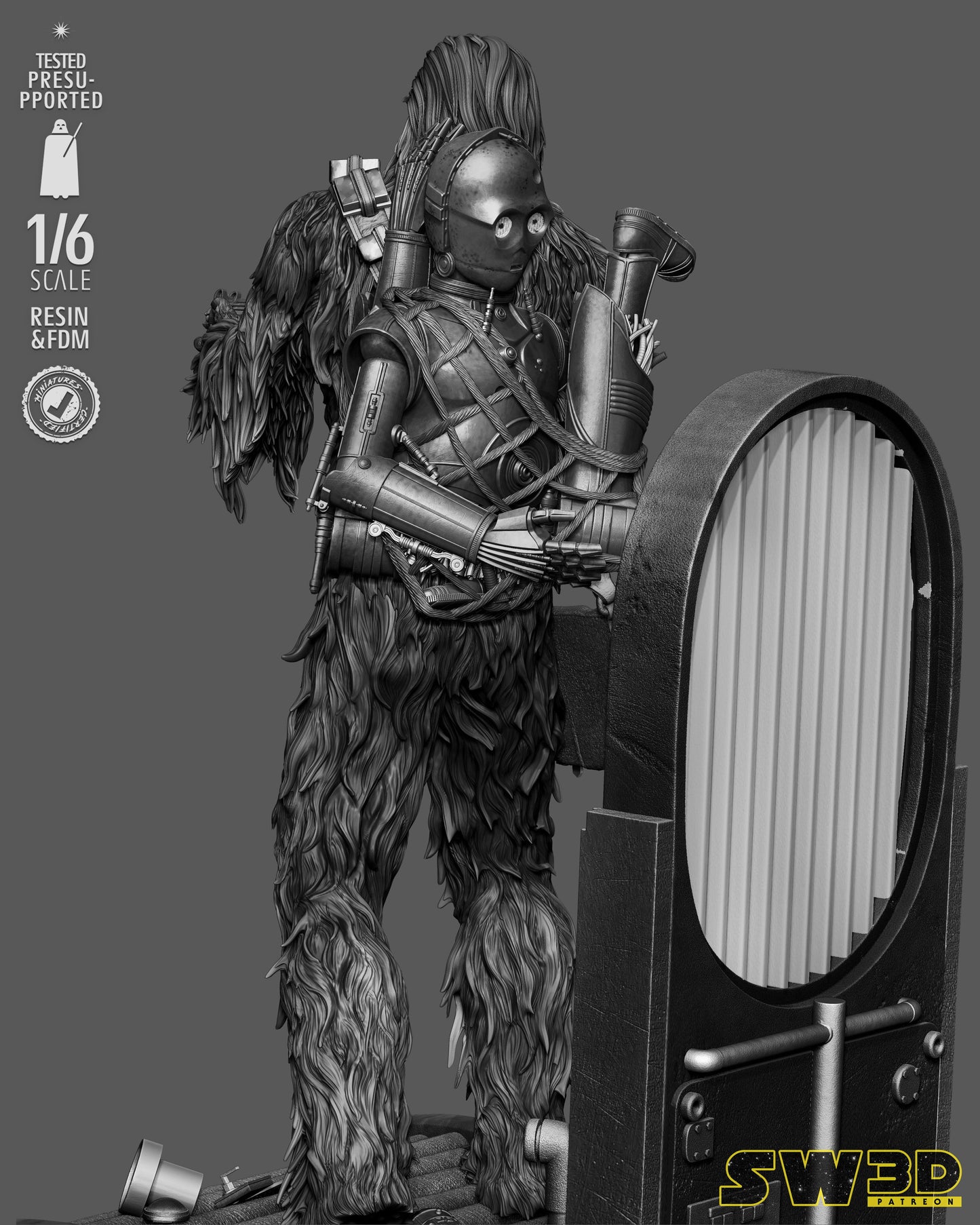 Chewbacca Sculpture (75mm to 500mm) - Unassembled/Unpainted/3D Print