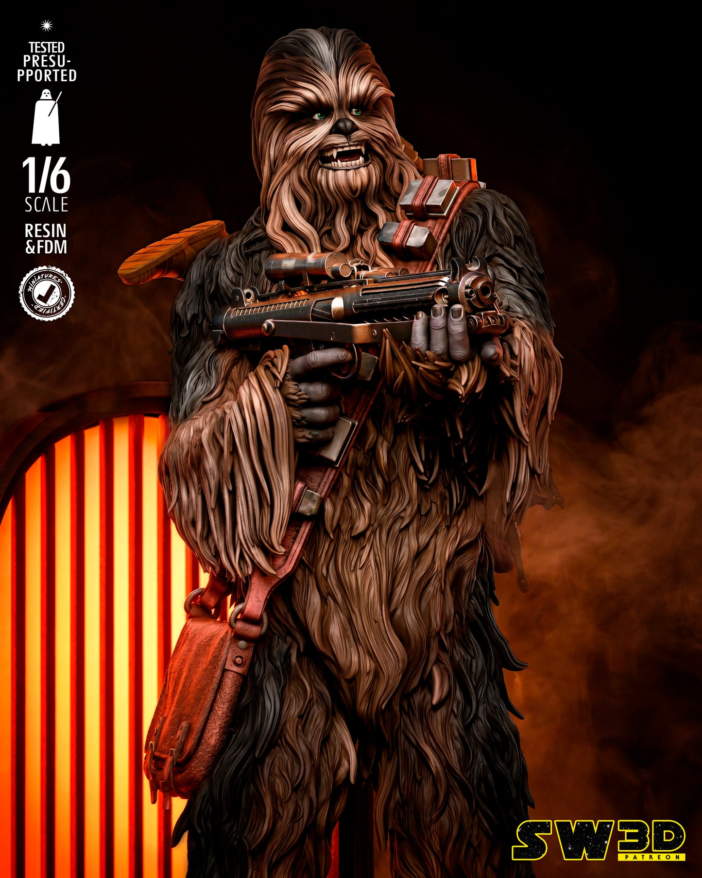 Chewbacca Sculpture (75mm to 500mm) - Unassembled/Unpainted/3D Print