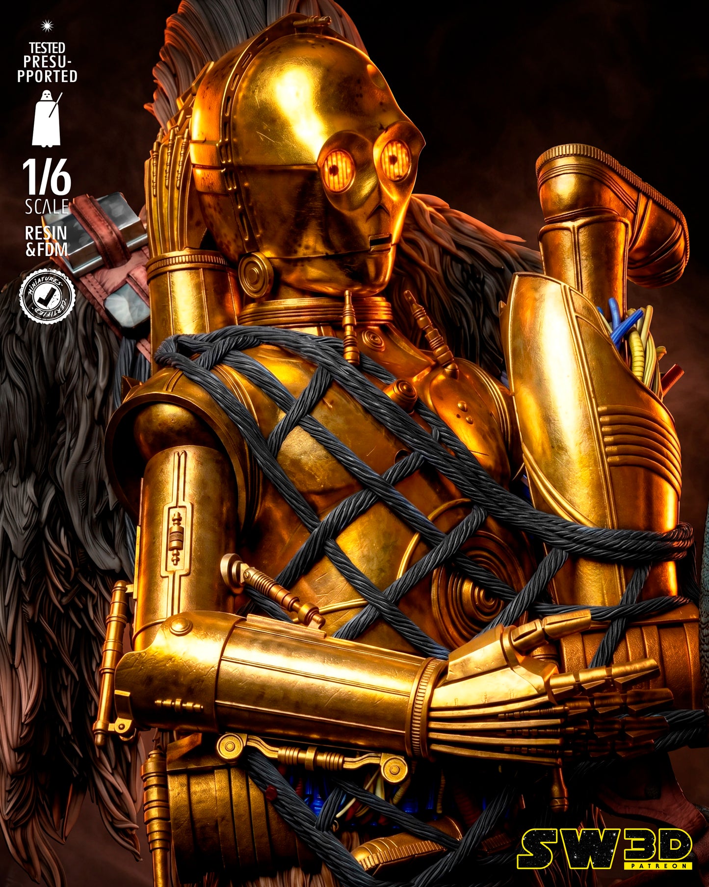 Chewbacca Sculpture (75mm to 500mm) - Unassembled/Unpainted/3D Print