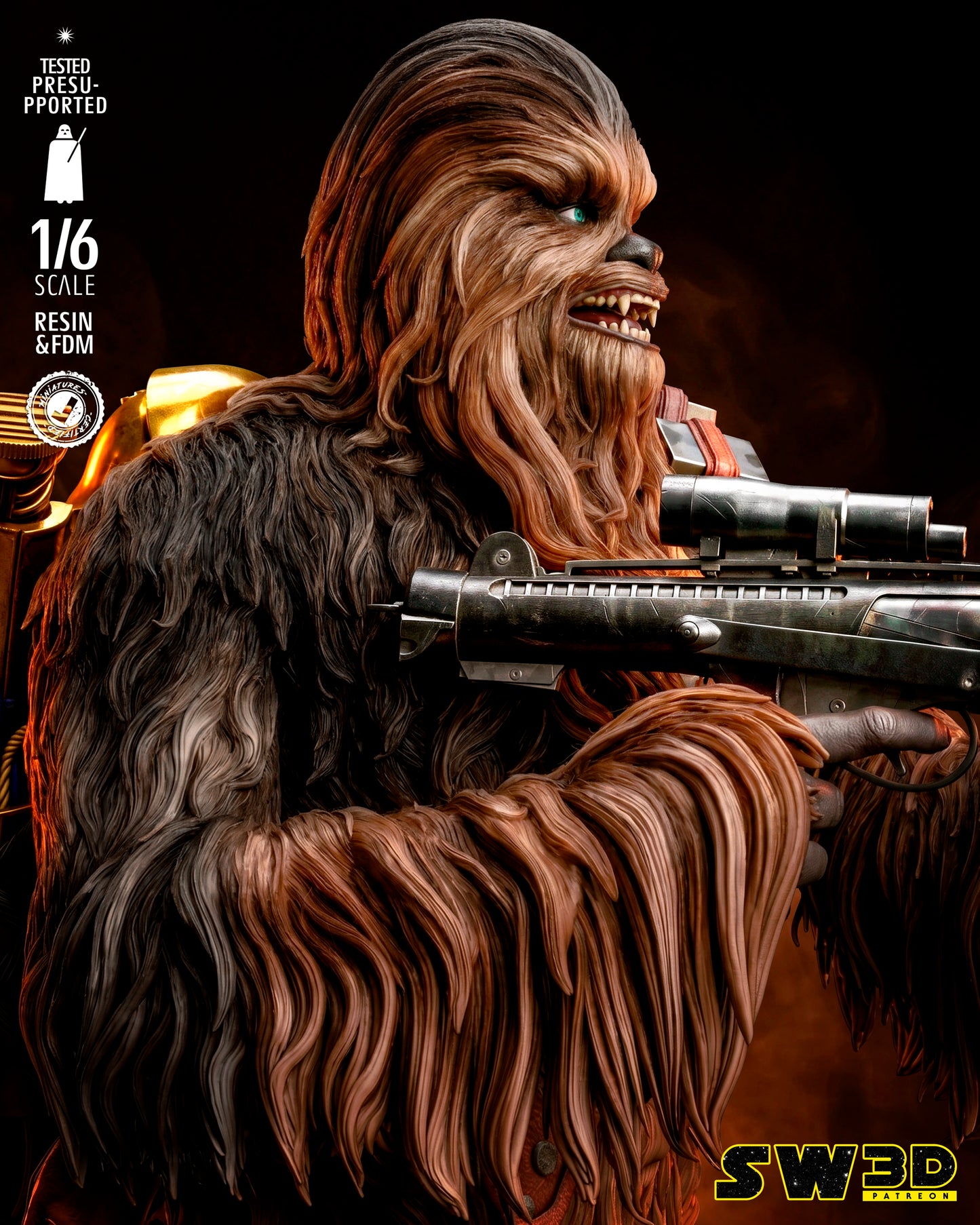 Chewbacca Sculpture (75mm to 500mm) - Unassembled/Unpainted/3D Print