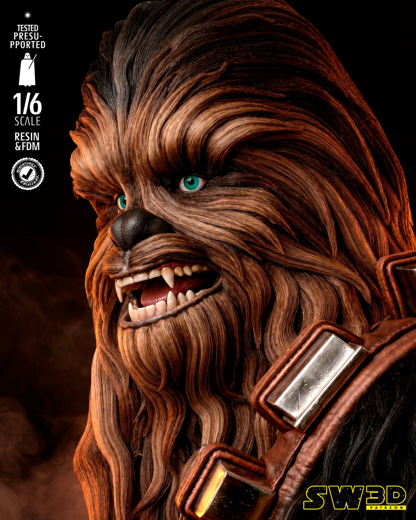Chewbacca Sculpture (75mm to 500mm) - Unassembled/Unpainted/3D Print