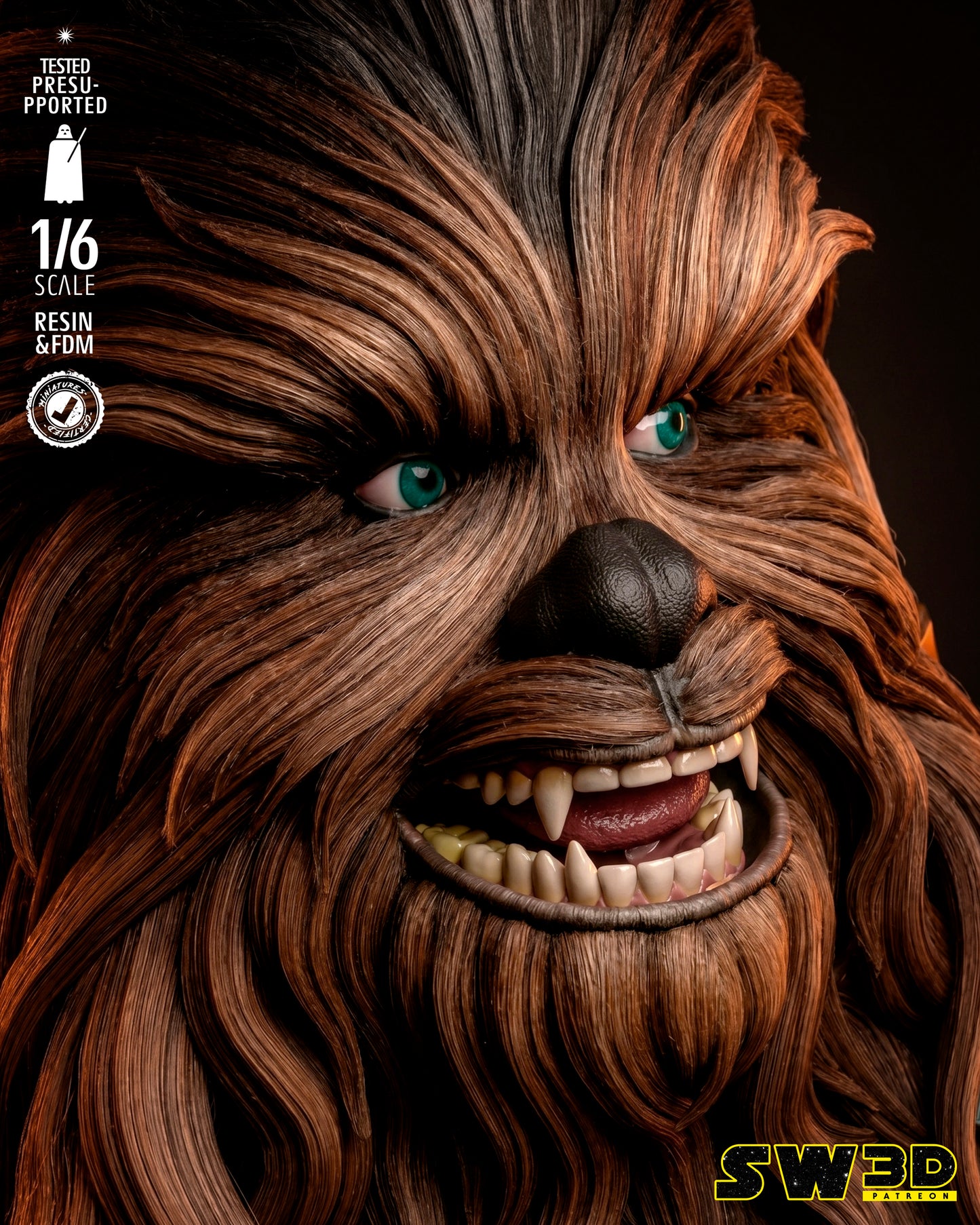 Chewbacca Sculpture (75mm to 500mm) - Unassembled/Unpainted/3D Print