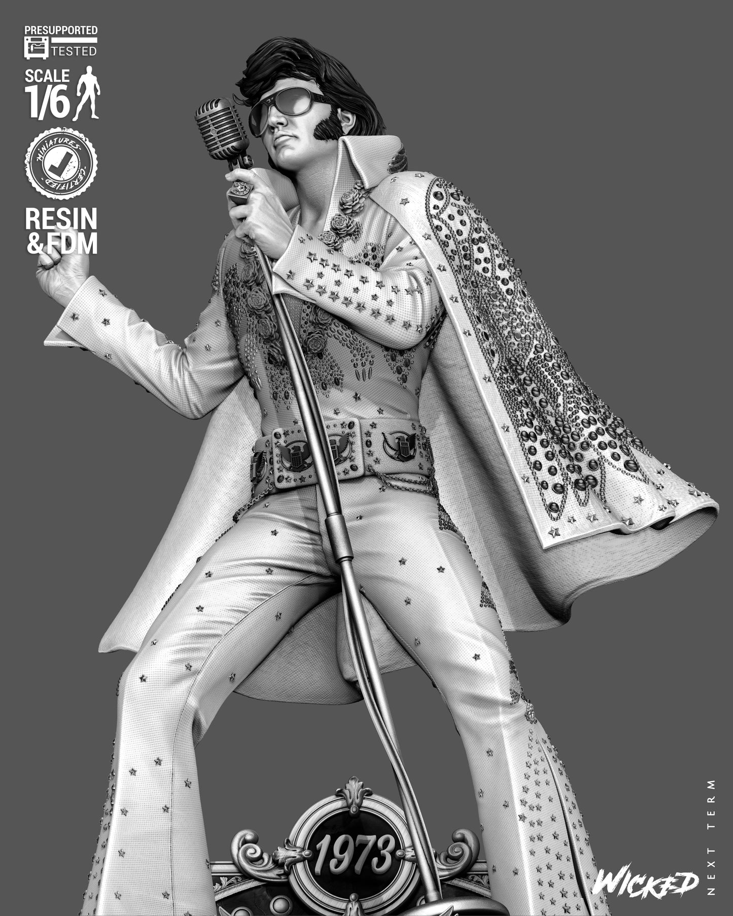 Elvis Presley Aloha from Hawaii Sculpture (75mm to 500mm) - Unassembled/Unpainted/3D Print