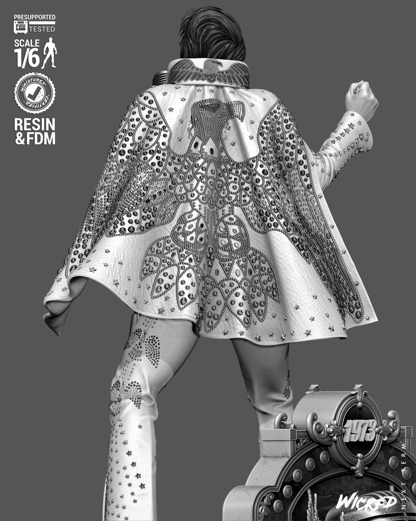 Elvis Presley Aloha from Hawaii Sculpture (75mm to 500mm) - Unassembled/Unpainted/3D Print