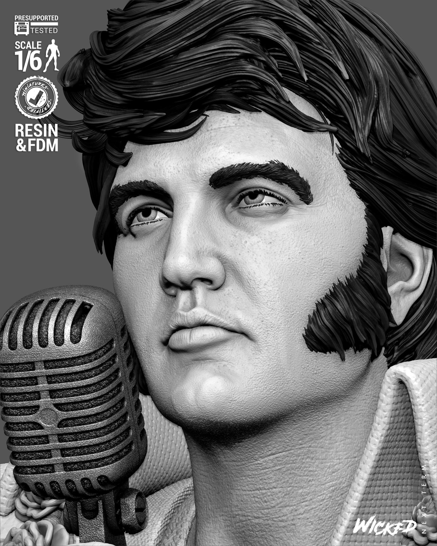 Elvis Presley Aloha from Hawaii Sculpture (75mm to 500mm) - Unassembled/Unpainted/3D Print