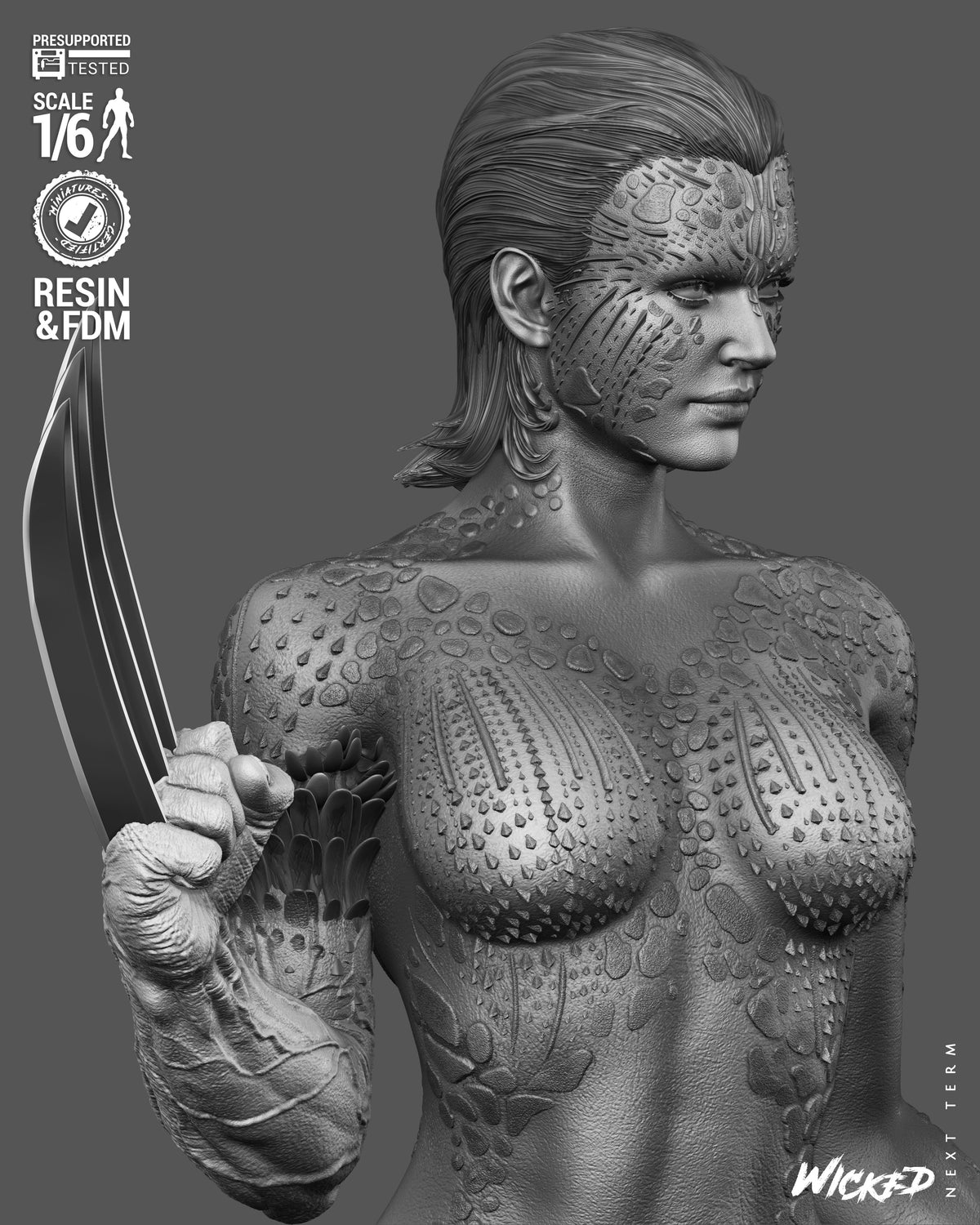 Mystique Sculpture (75mm to 500mm) - Unassembled/Unpainted/3D Print