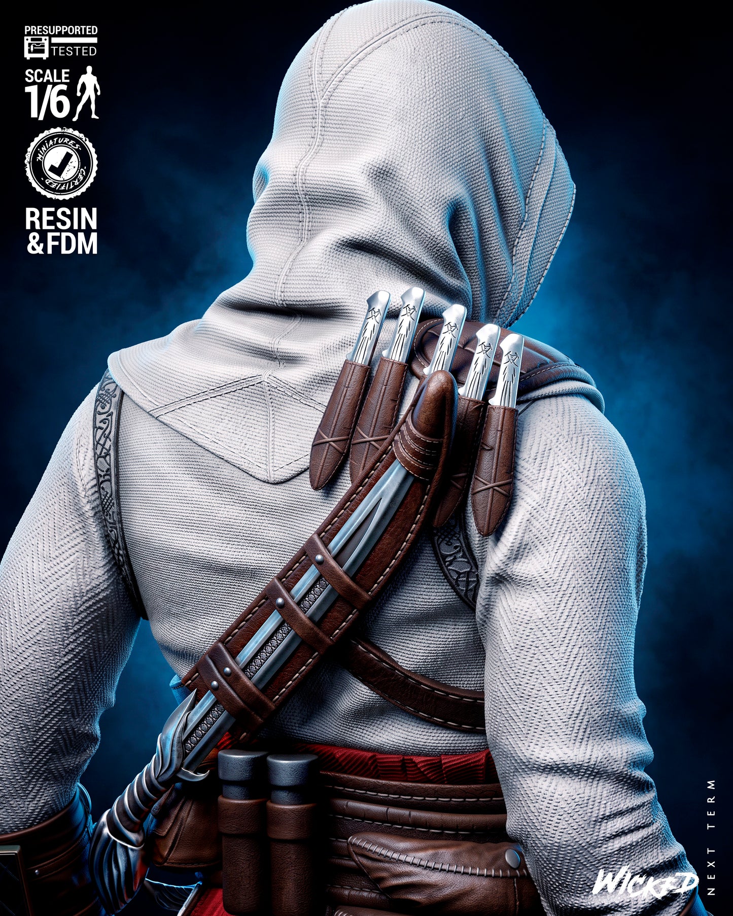 Altaïr Ibn-La’Ahad Sculpture (75mm to 500mm) - Assassins Creed -Unassembled/Unpainted/3D Print