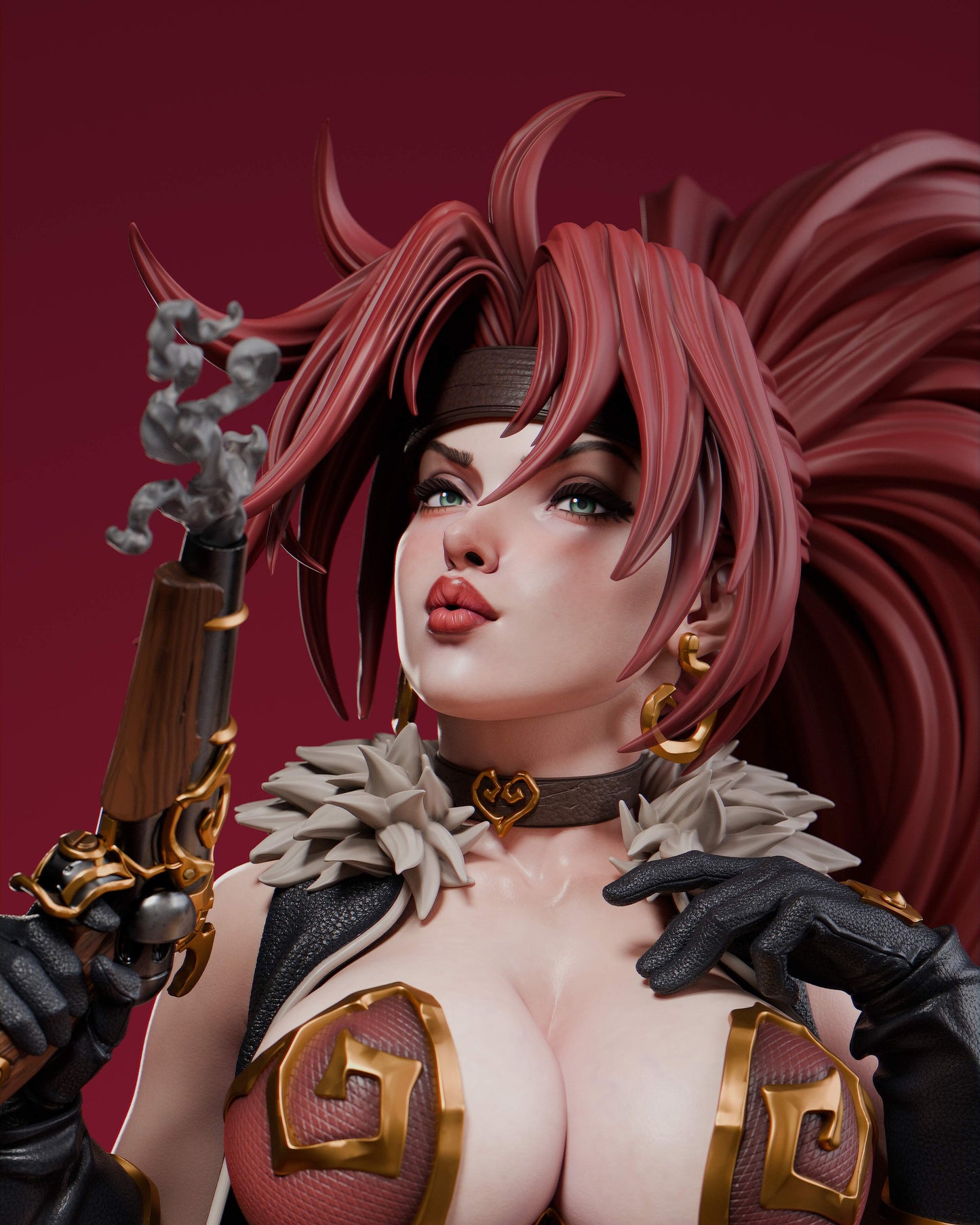 Red Monika Sculpture (75mm to 500mm) - Unassembled/Unpainted/3D Print