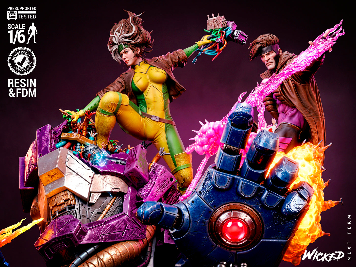 Rogue & Gambit Diorama (75mm to 500mm) - Unassembled/Unpainted/3D Print
