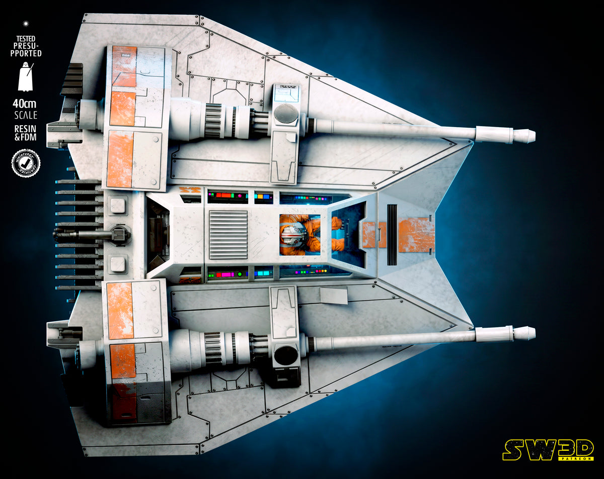 T-47 Snowspeeder Sculpture (75mm to 500mm) - Unassembled/Unpainted/3D Print