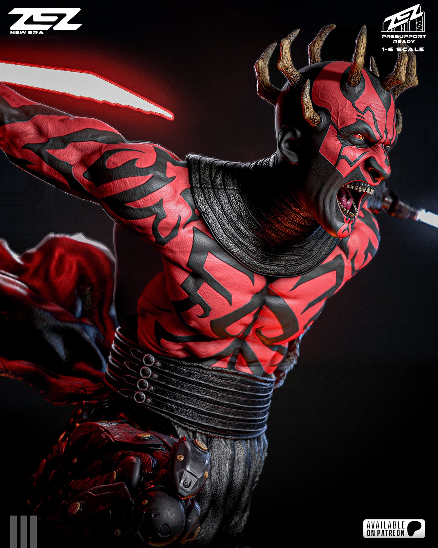 Darth Maul Sculpture (75mm to 500mm) - Unassembled/Unpainted/3D Print