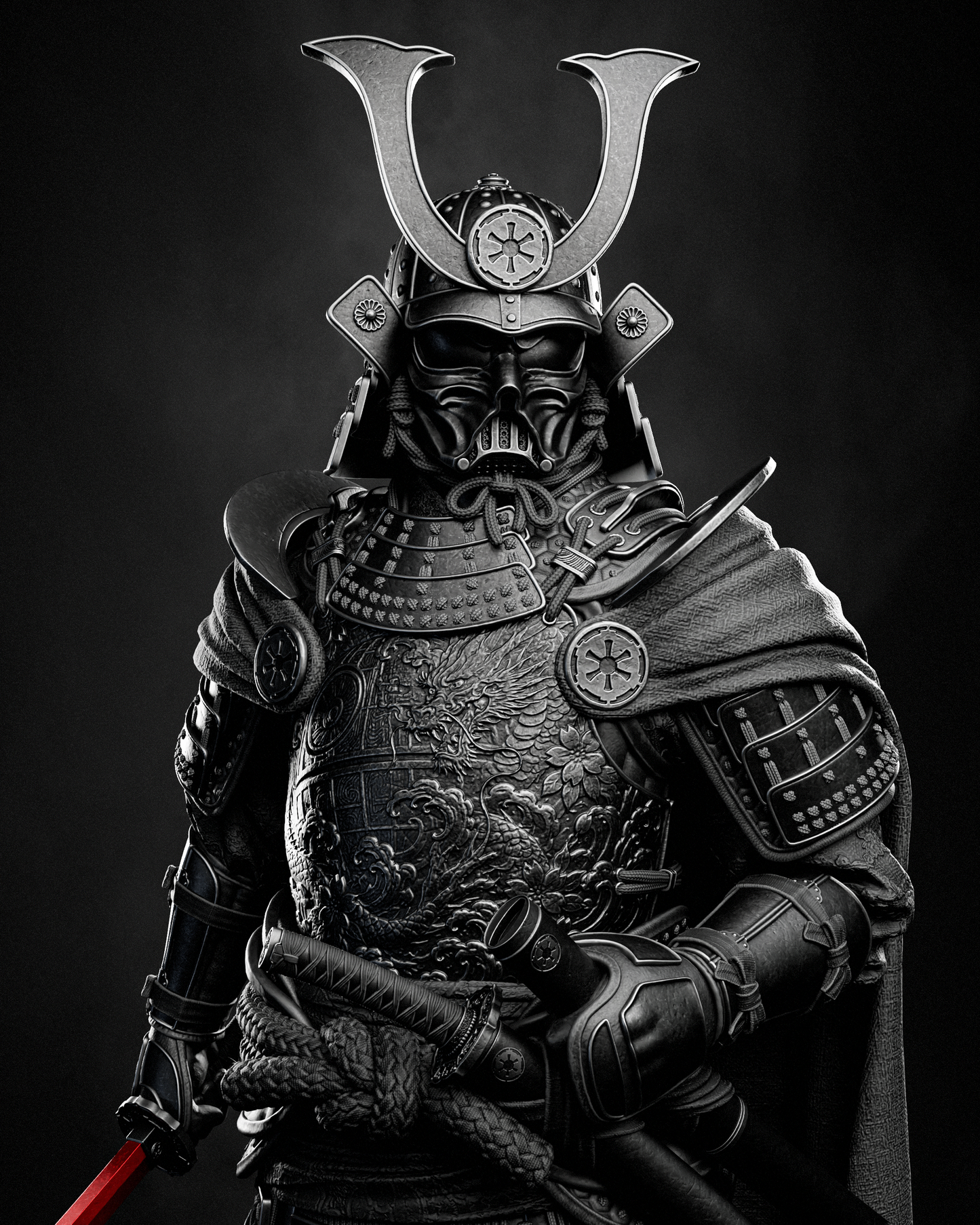 Darth Vader Samurai Sculpture (75mm to 500mm) - Unassembled/Unpainted/3D Print