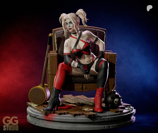 Harley Quinn Sculpture (75mm to 500mm) - Unassembled/Unpainted/3D Print