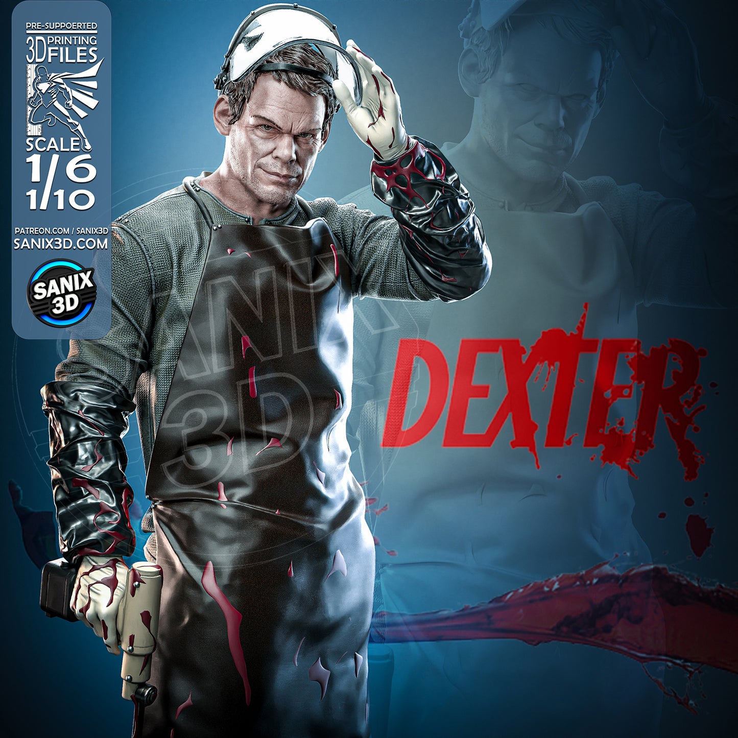 Dexter Sculpture (75mm to 500mm) - Unassembled/Unpainted/3D Print