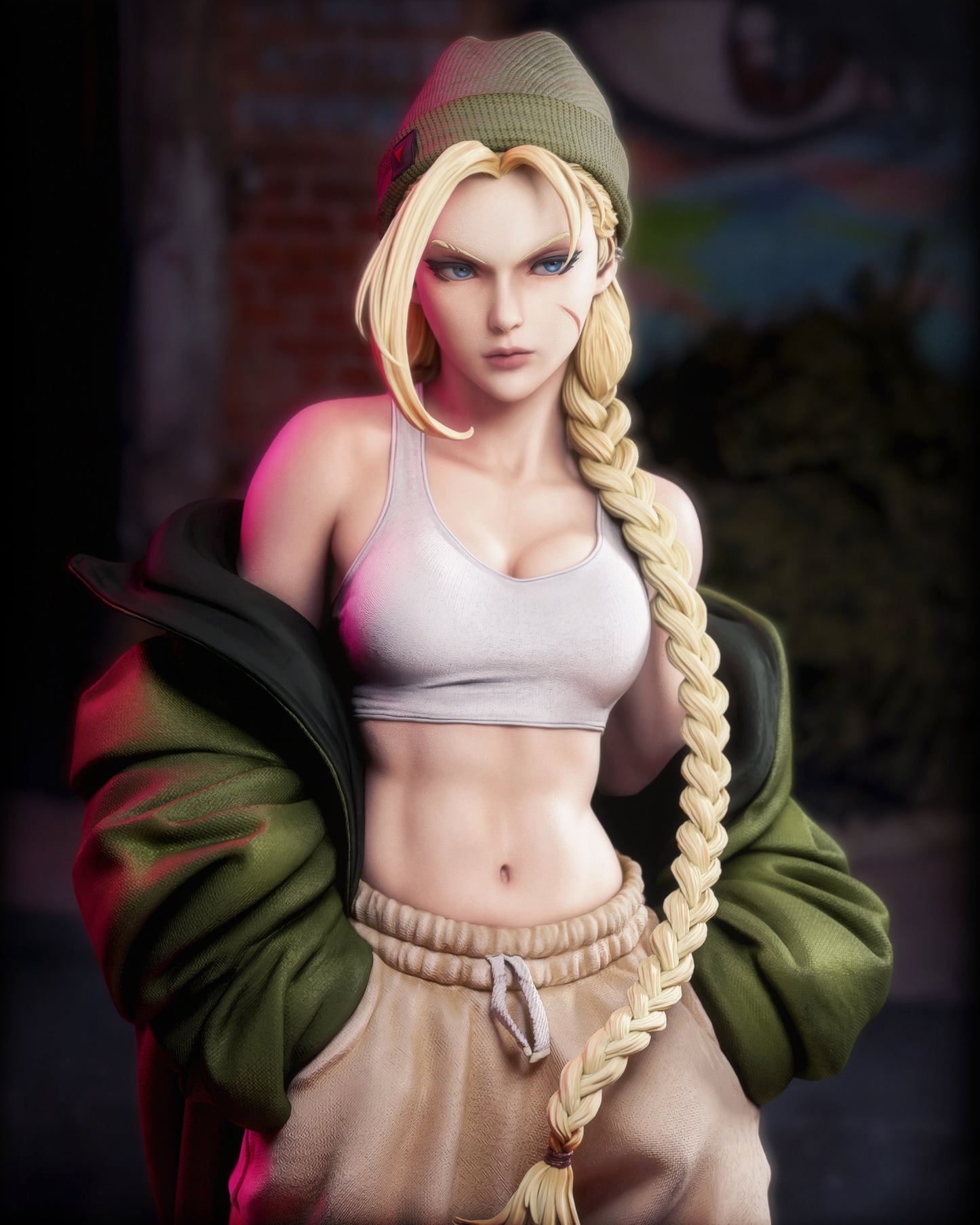 Street Wear Cammy Sculpture (75mm to 500mm) - Unassembled/Unpainted/3D Print