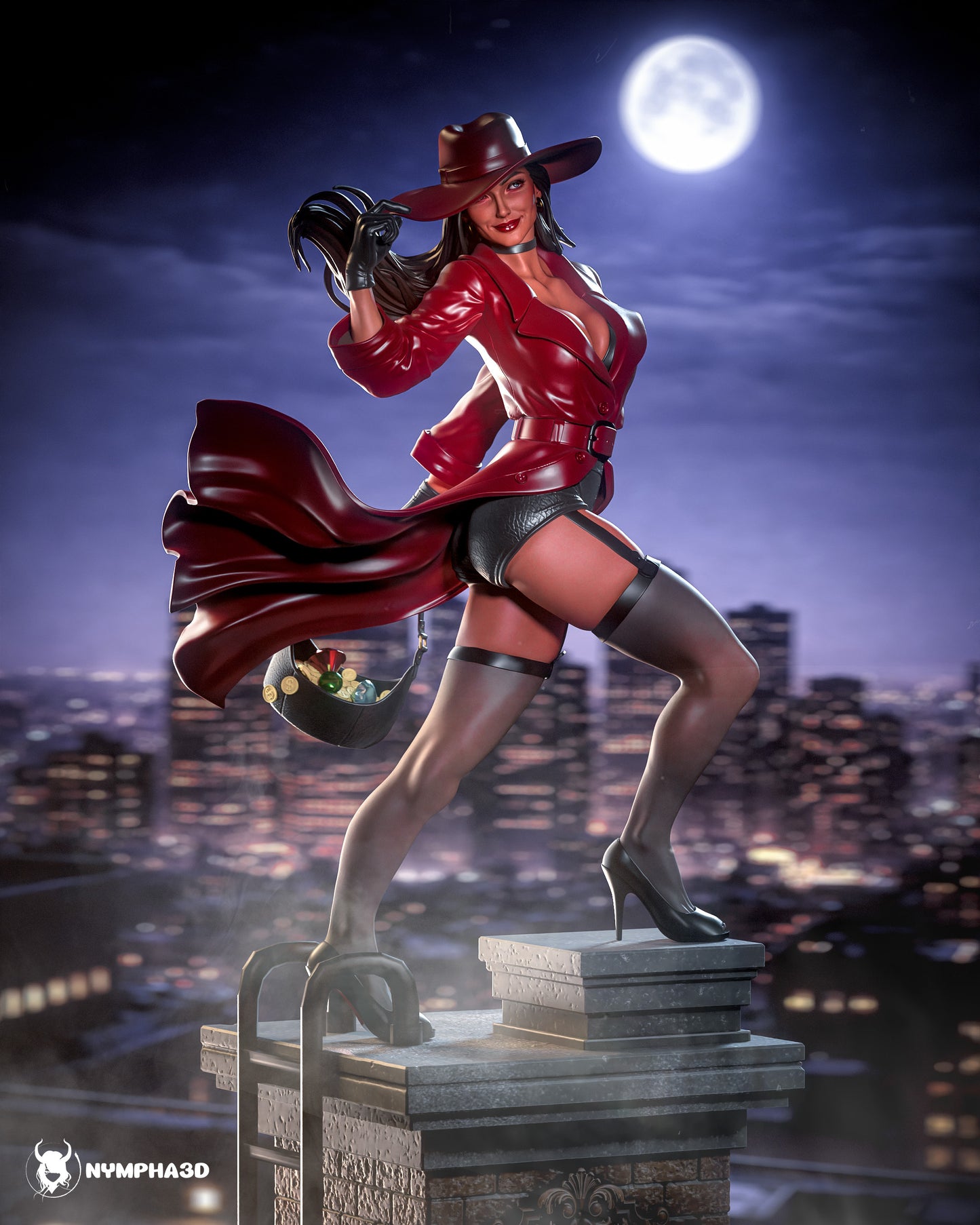 Carmen Sandiego SFW/NSFW Sculpture (75mm to 500mm) - Unassembled/Unpainted/3D Print