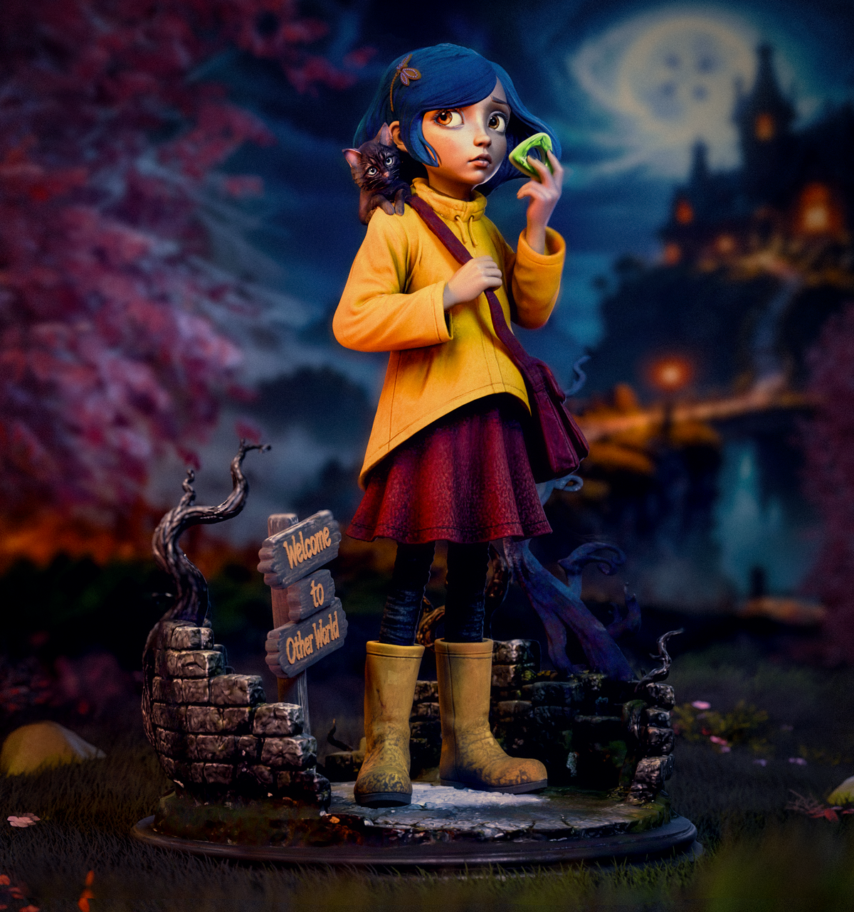 Coraline Sculpture (75mm to 500mm) - Unassembled/Unpainted/3D Print