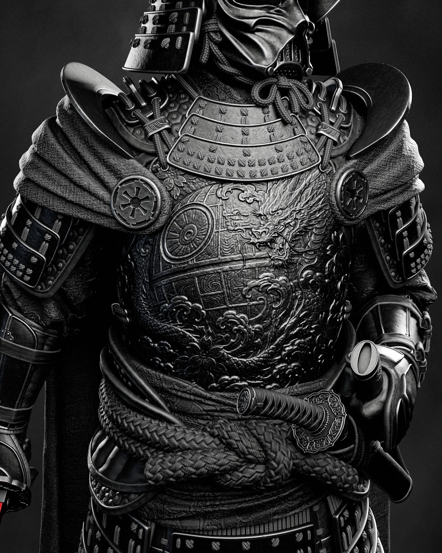 Darth Vader Samurai Sculpture (75mm to 500mm) - Unassembled/Unpainted/3D Print