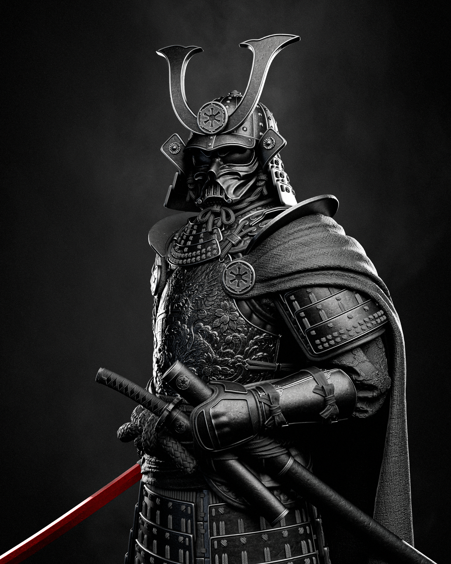 Darth Vader Samurai Sculpture (75mm to 500mm) - Unassembled/Unpainted/3D Print