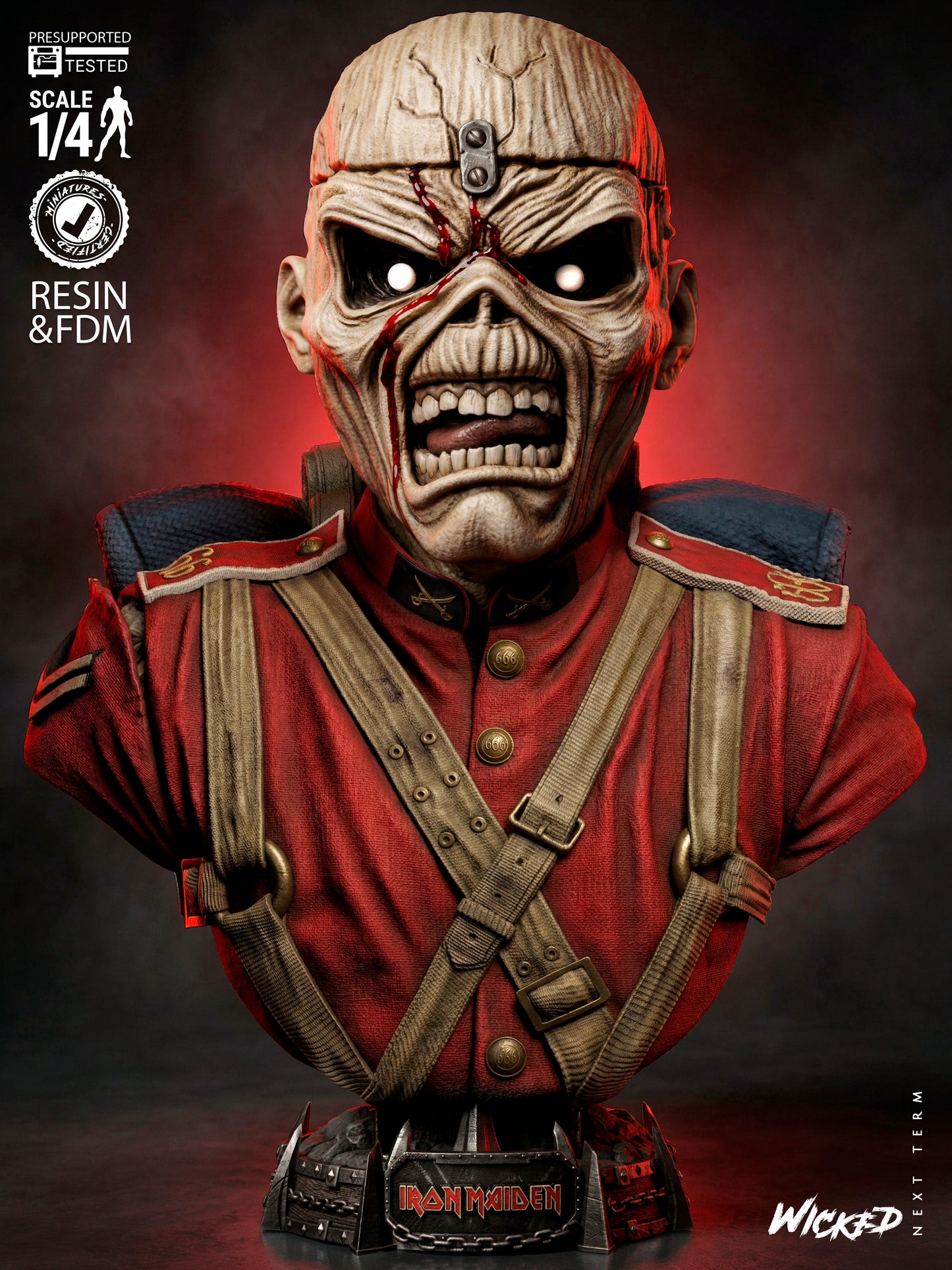 Iron Maiden, Eddie the Head Portrait Bust (75mm to 300mm) Unassembled/Unpainted/3D Print