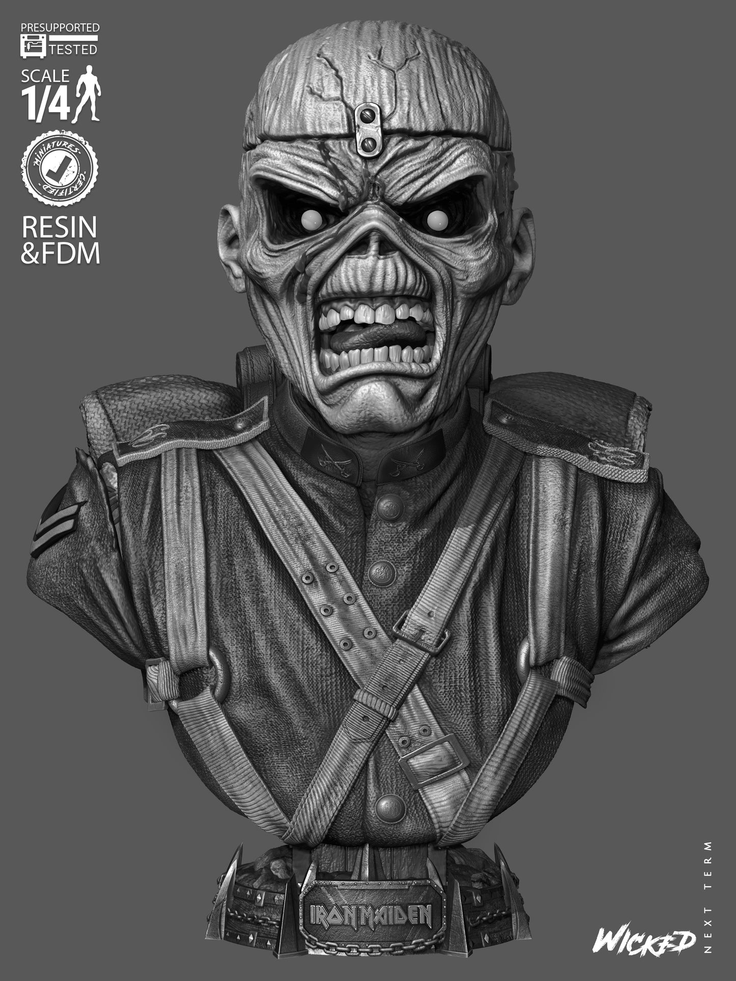 Iron Maiden, Eddie the Head Portrait Bust (75mm to 300mm) Unassembled/Unpainted/3D Print