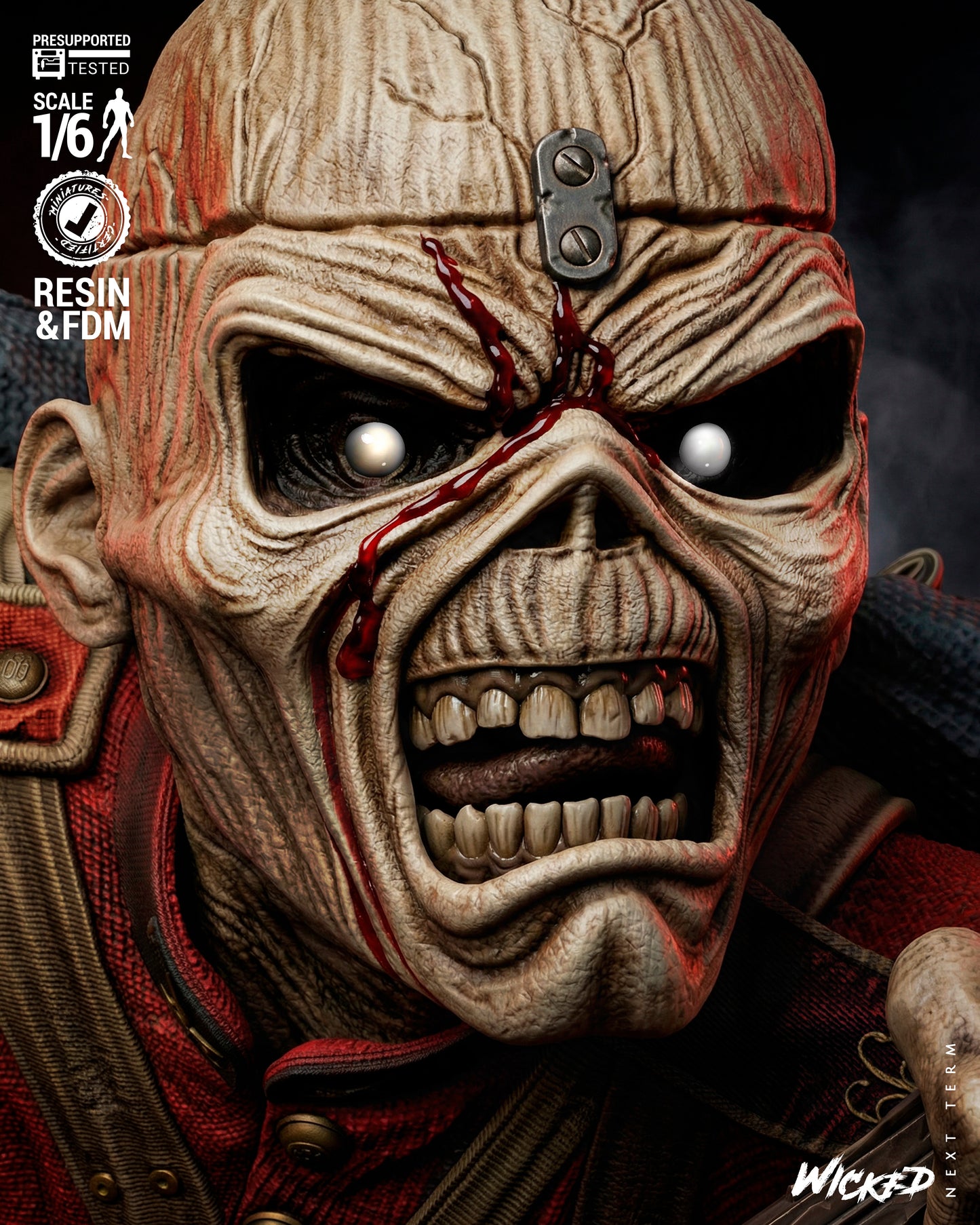 Iron Maiden, Eddie the Head Sculpture (75mm to 500mm) Unassembled/Unpainted/3D Print