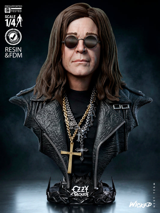 Ozzy Osbourne Portrait Bust (75mm to 300mm) Unassembled/Unpainted/3D Print