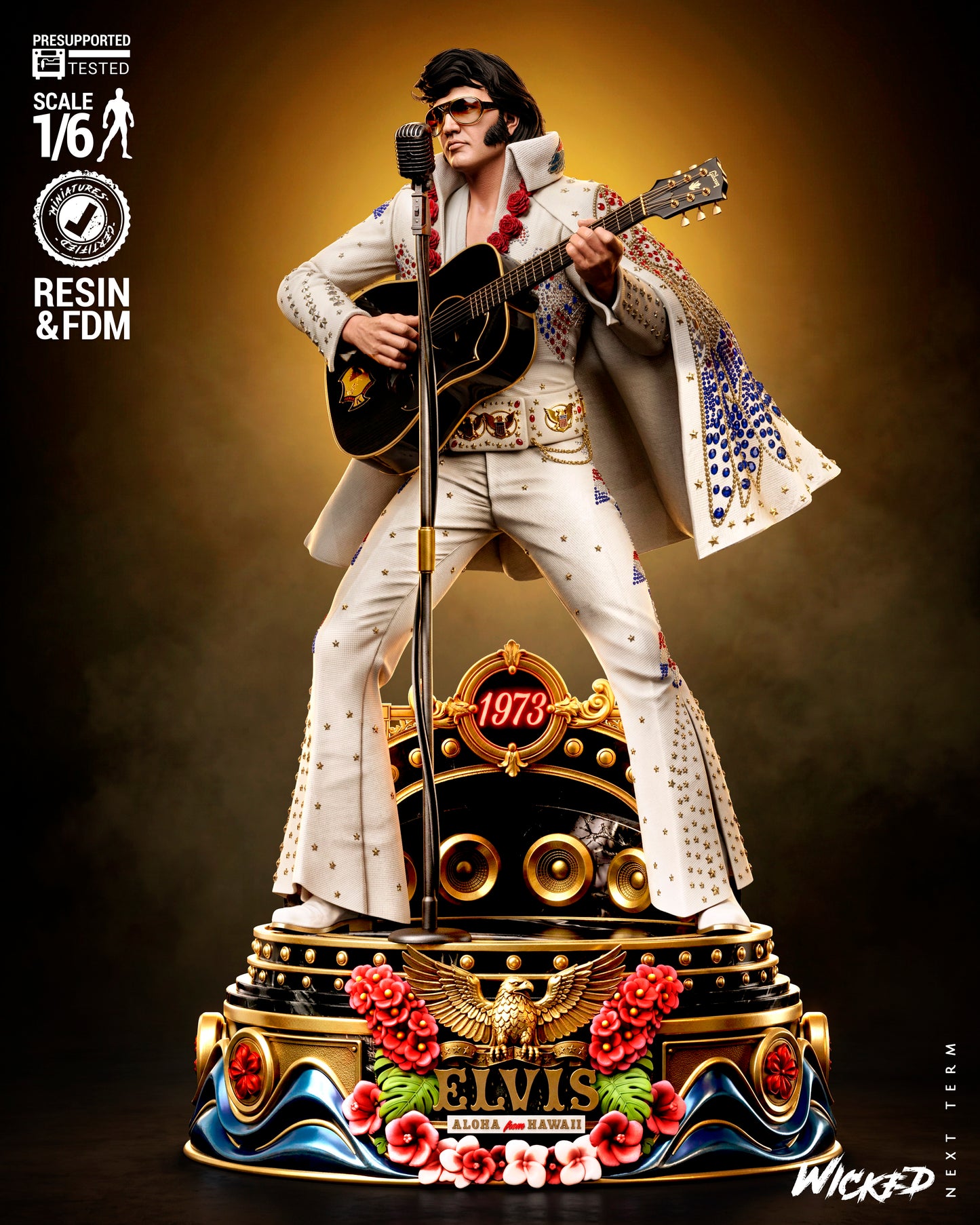 Elvis Presley Aloha from Hawaii V2 Sculpture (75mm to 500mm) - Unassembled/Unpainted/3D Print