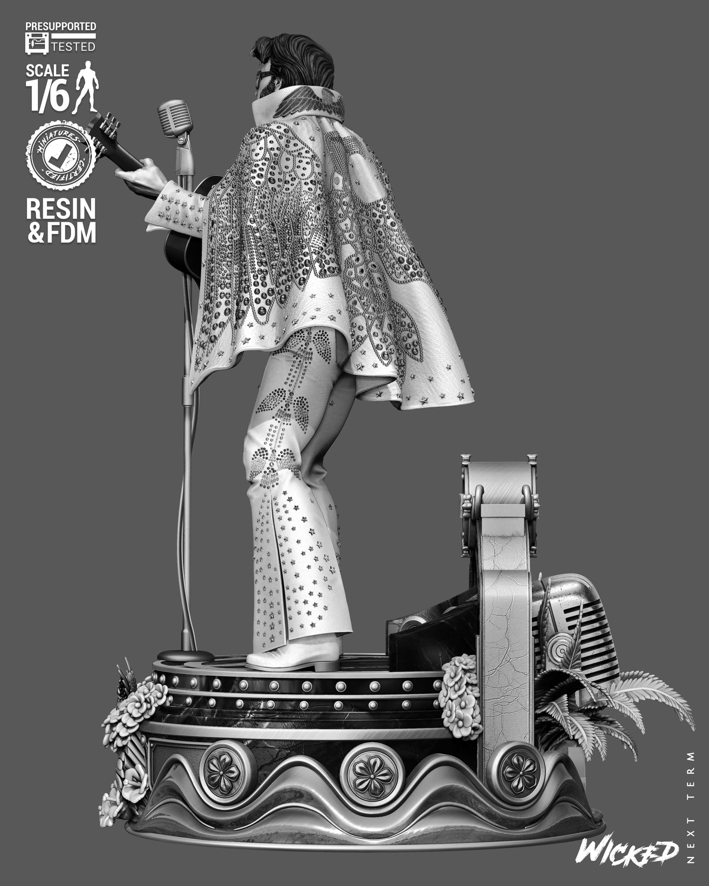 Elvis Presley Aloha from Hawaii V2 Sculpture (75mm to 500mm) - Unassembled/Unpainted/3D Print