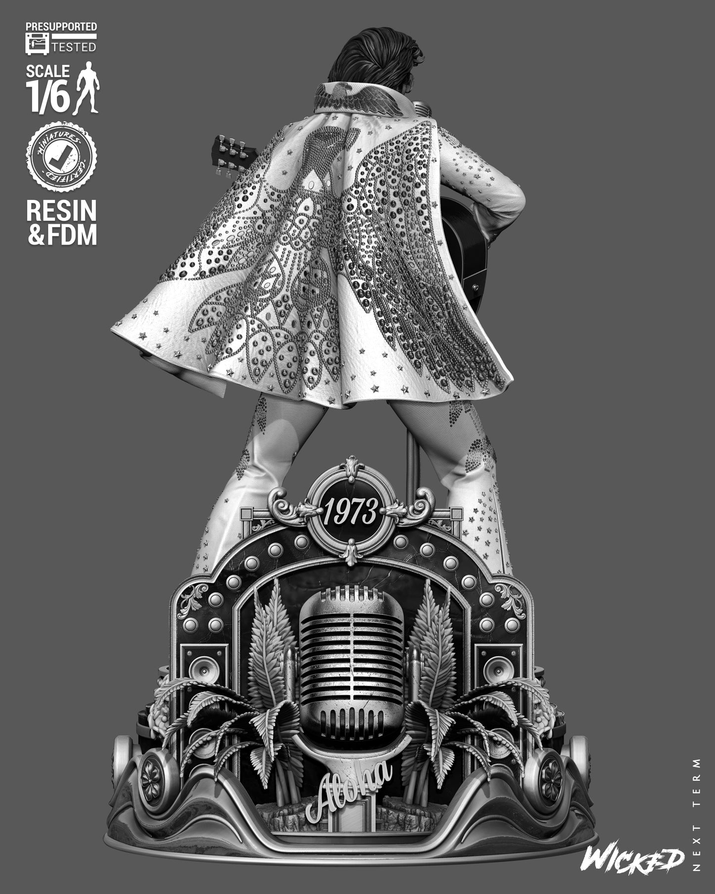 Elvis Presley Aloha from Hawaii V2 Sculpture (75mm to 500mm) - Unassembled/Unpainted/3D Print