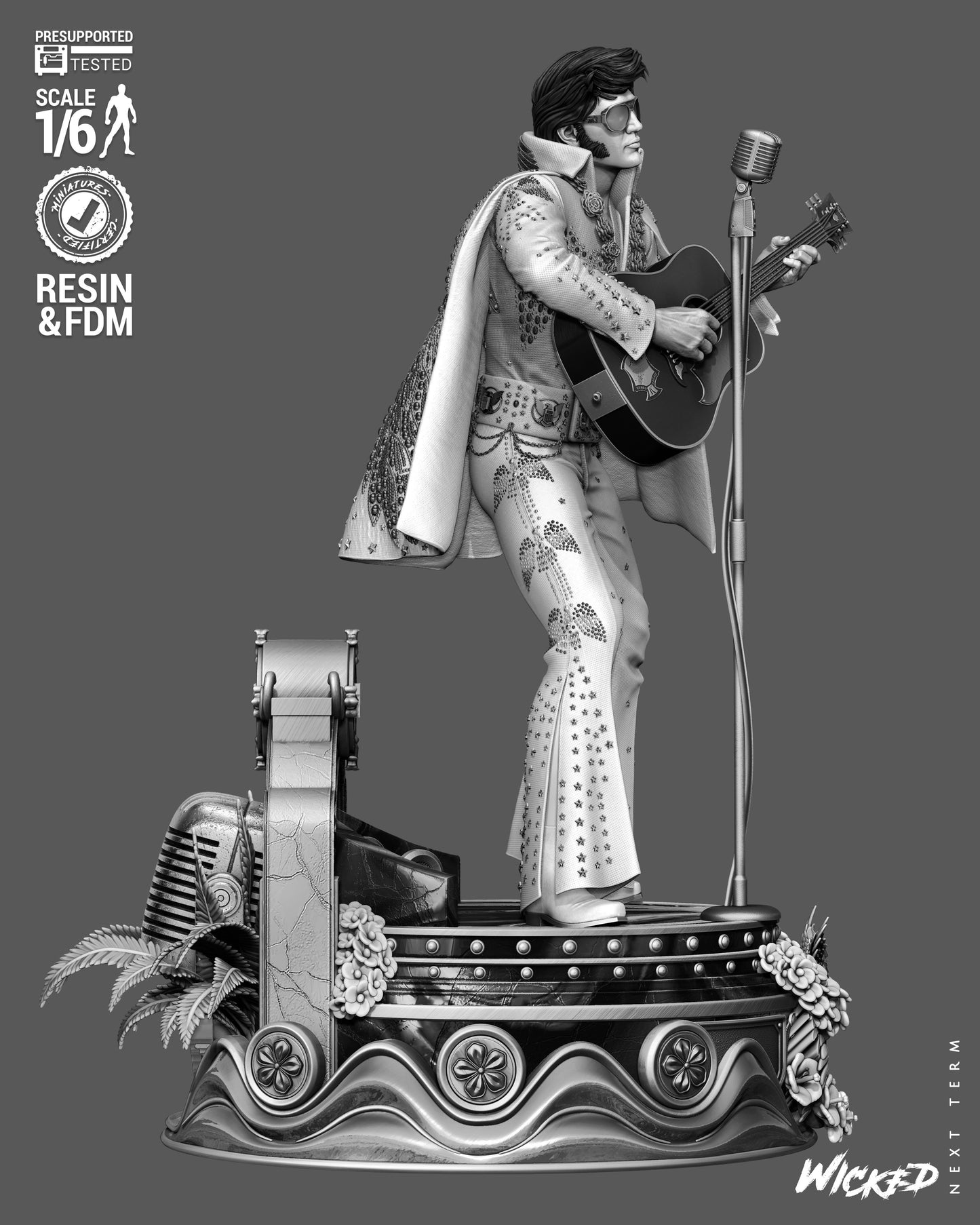 Elvis Presley Aloha from Hawaii V2 Sculpture (75mm to 500mm) - Unassembled/Unpainted/3D Print