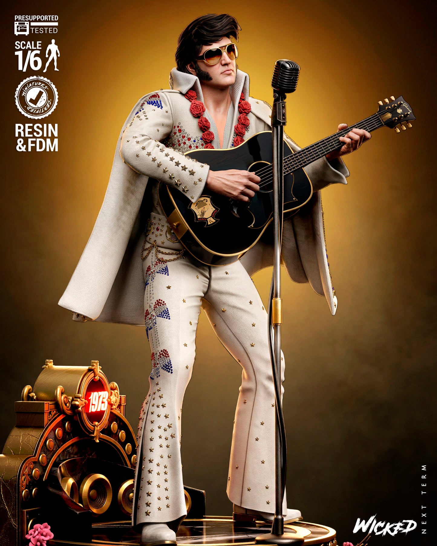 Elvis Presley Aloha from Hawaii V2 Sculpture (75mm to 500mm) - Unassembled/Unpainted/3D Print