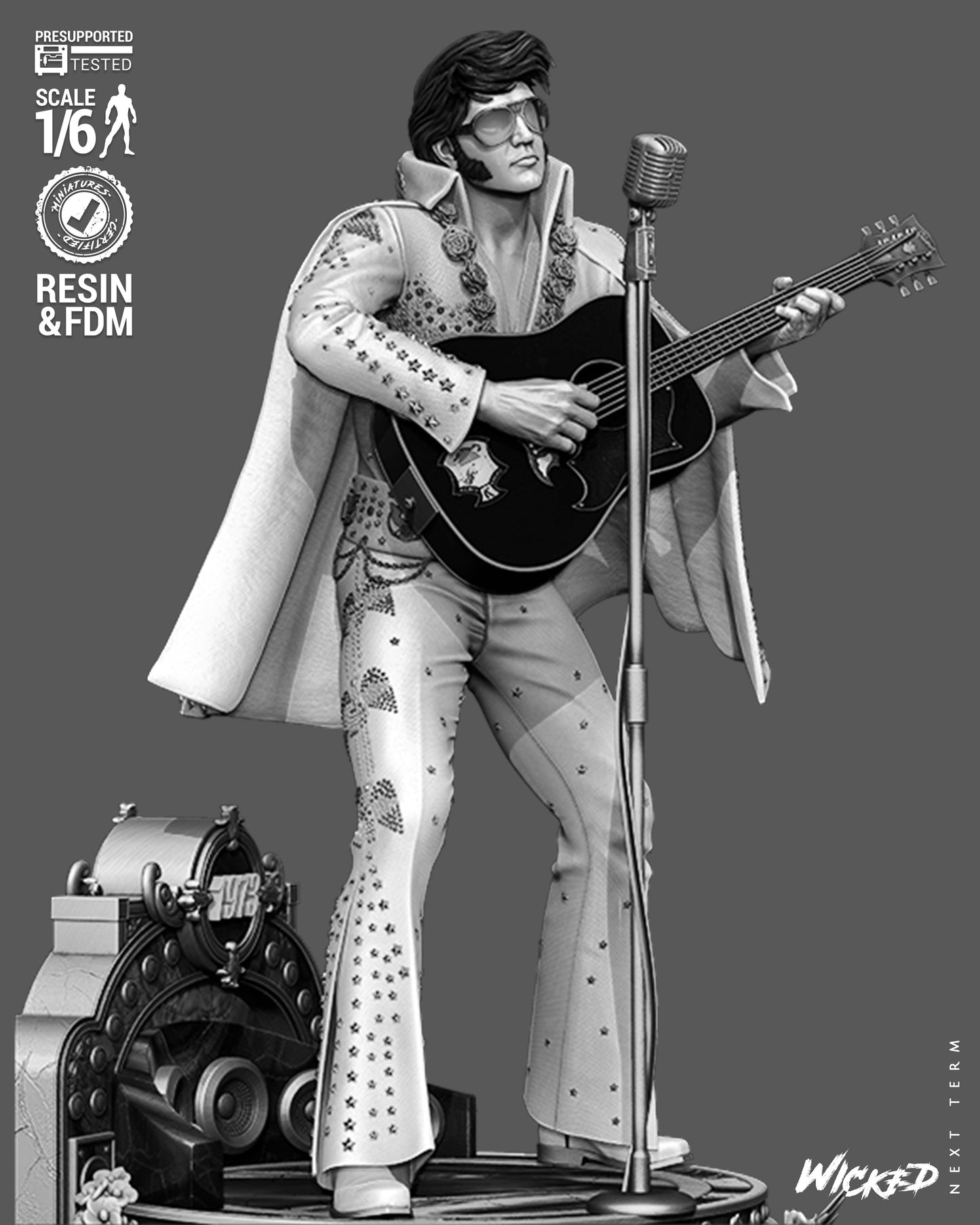 Elvis Presley Aloha from Hawaii V2 Sculpture (75mm to 500mm) - Unassembled/Unpainted/3D Print