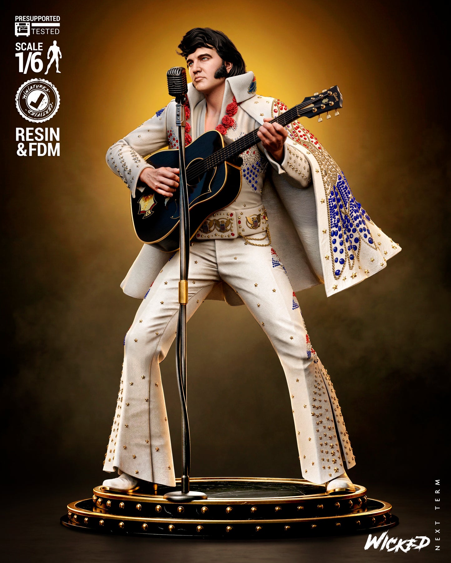 Elvis Presley Aloha from Hawaii V2 Sculpture (75mm to 500mm) - Unassembled/Unpainted/3D Print