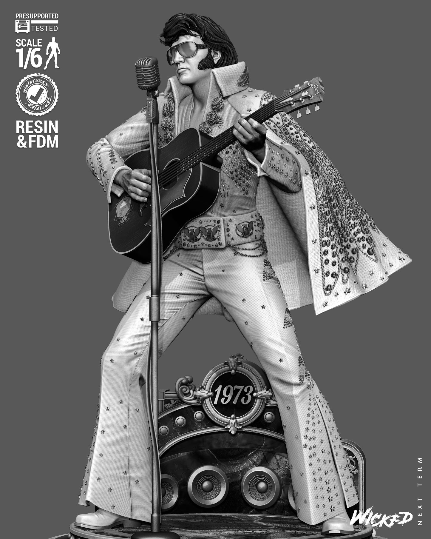 Elvis Presley Aloha from Hawaii V2 Sculpture (75mm to 500mm) - Unassembled/Unpainted/3D Print
