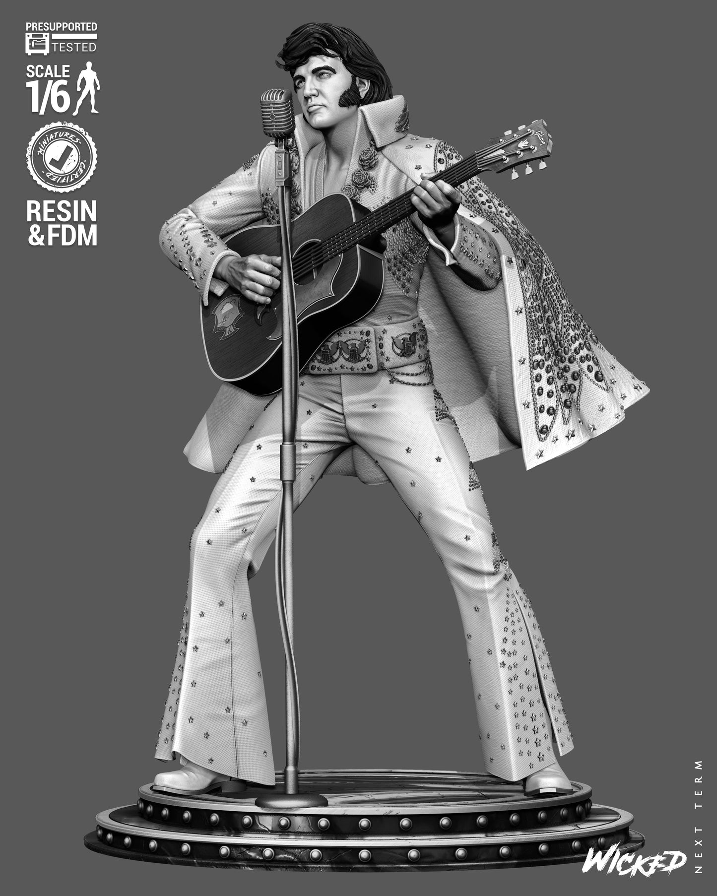 Elvis Presley Aloha from Hawaii V2 Sculpture (75mm to 500mm) - Unassembled/Unpainted/3D Print