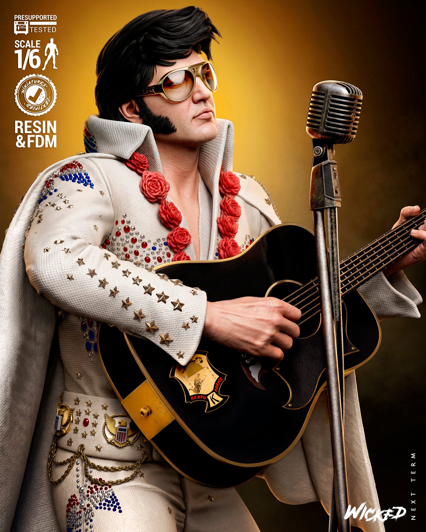 Elvis Presley Aloha from Hawaii V2 Sculpture (75mm to 500mm) - Unassembled/Unpainted/3D Print