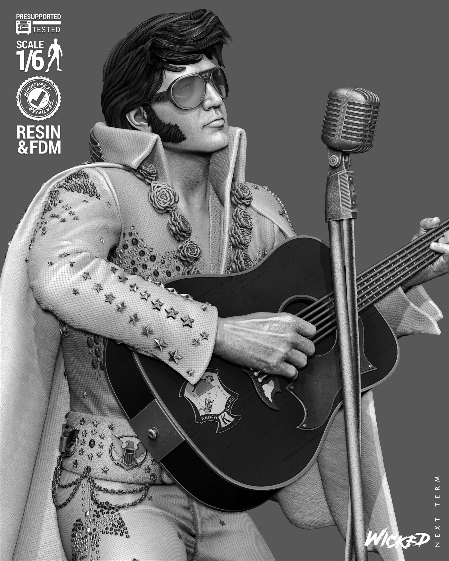 Elvis Presley Aloha from Hawaii V2 Sculpture (75mm to 500mm) - Unassembled/Unpainted/3D Print