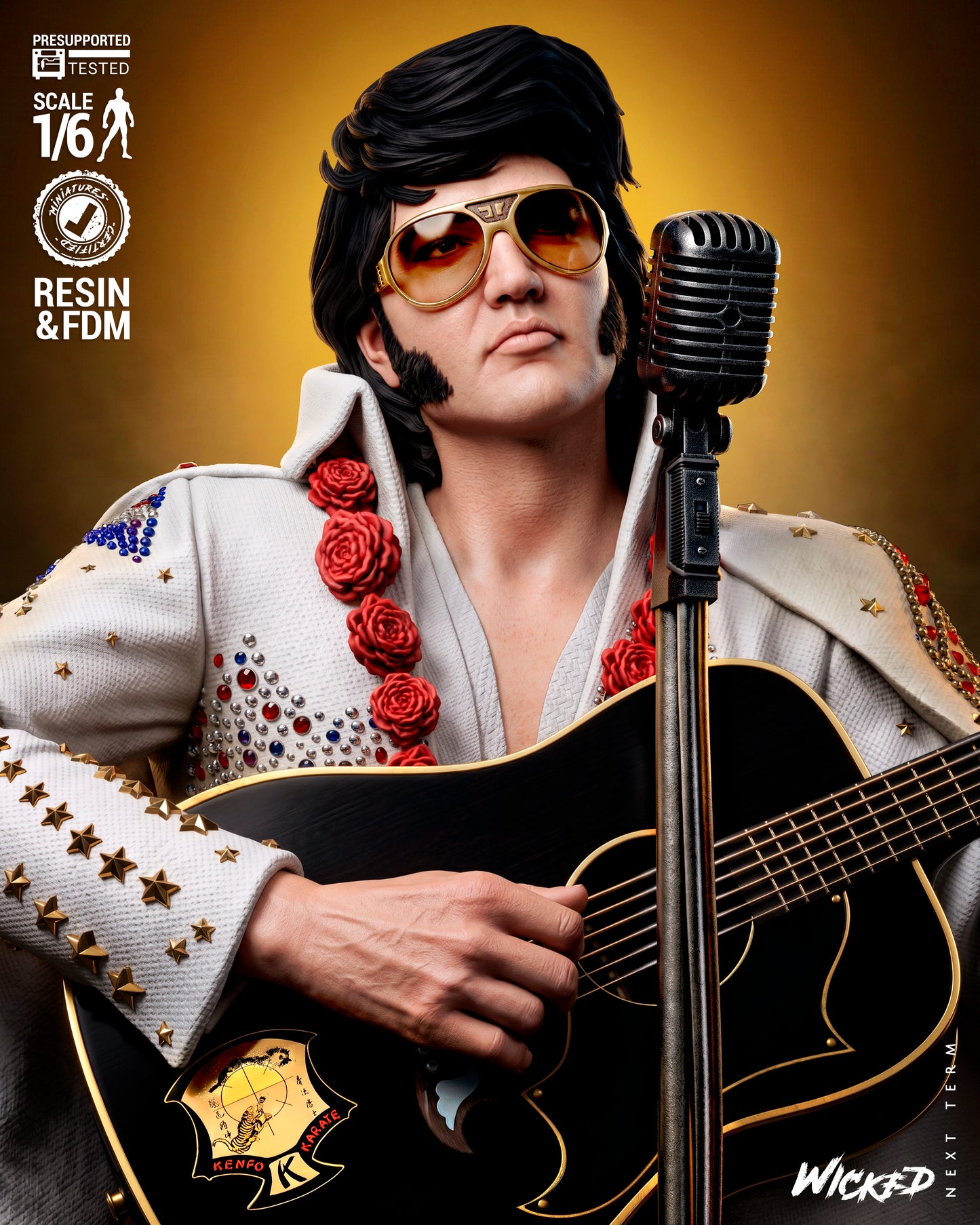 Elvis Presley Aloha from Hawaii V2 Sculpture (75mm to 500mm) - Unassembled/Unpainted/3D Print