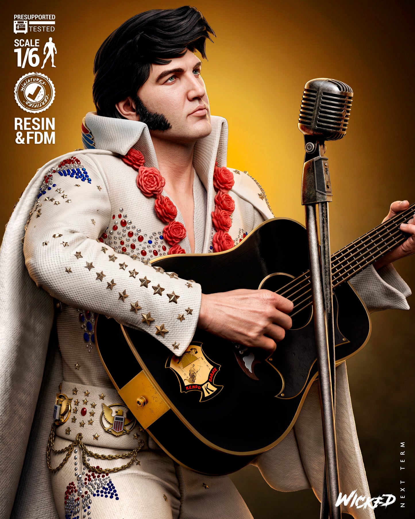 Elvis Presley Aloha from Hawaii V2 Sculpture (75mm to 500mm) - Unassembled/Unpainted/3D Print