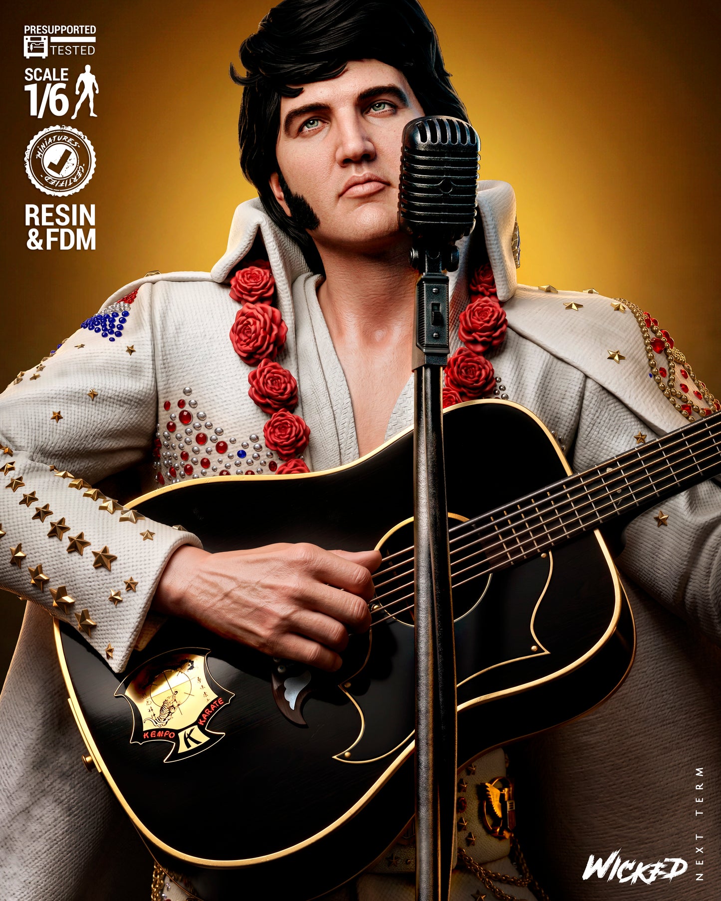 Elvis Presley Aloha from Hawaii V2 Sculpture (75mm to 500mm) - Unassembled/Unpainted/3D Print