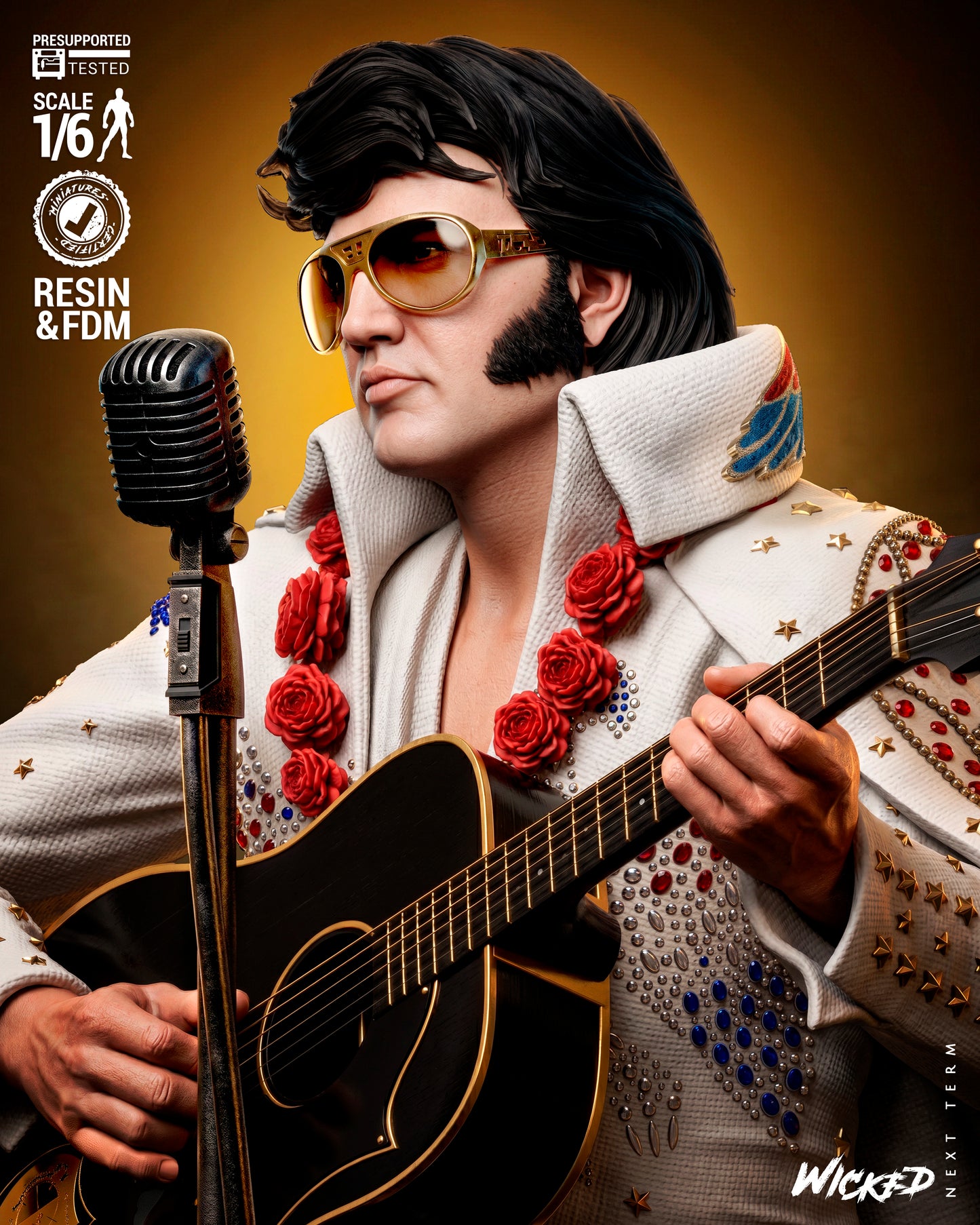 Elvis Presley Aloha from Hawaii V2 Sculpture (75mm to 500mm) - Unassembled/Unpainted/3D Print